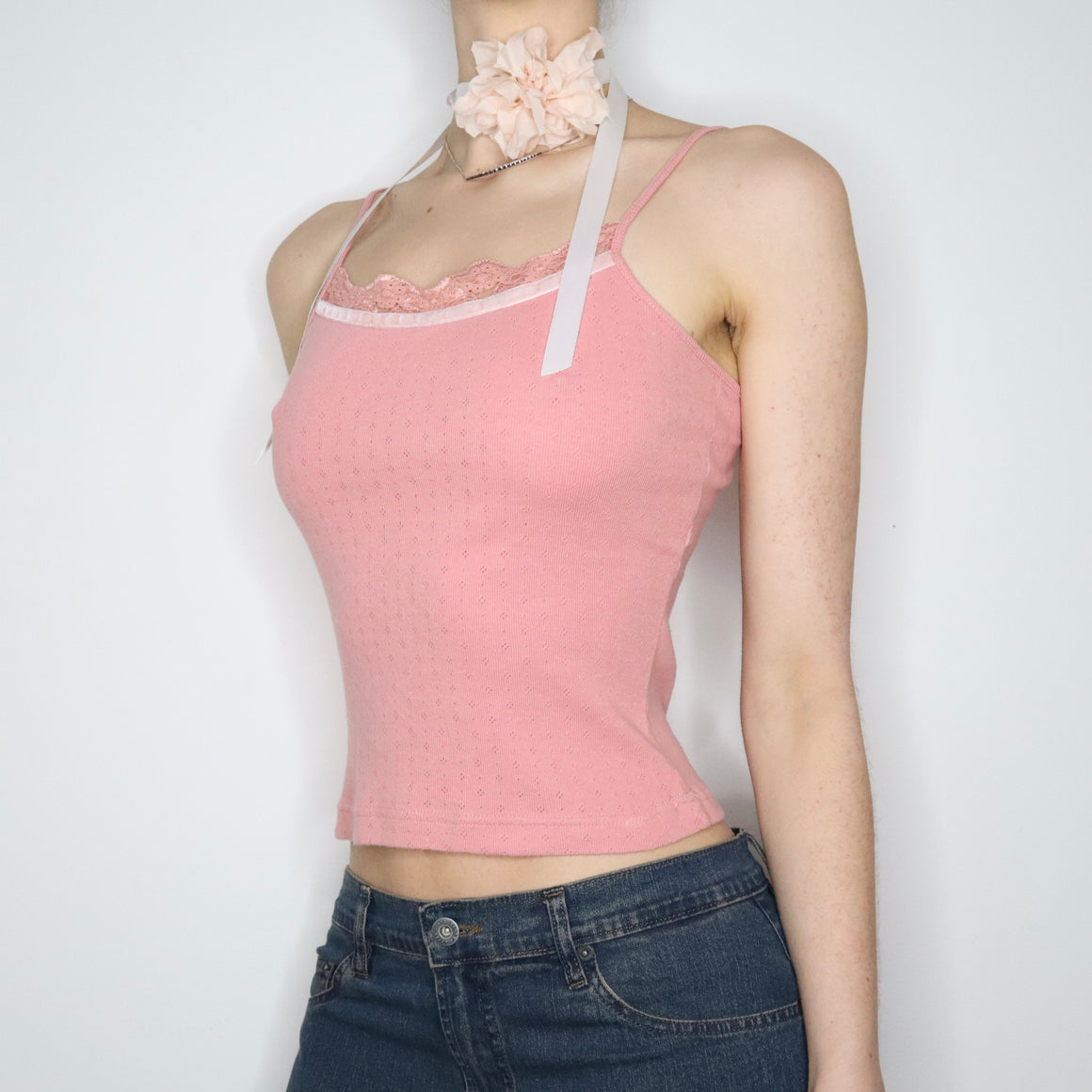 Pink Pointelle Lace Camisole (Small) 