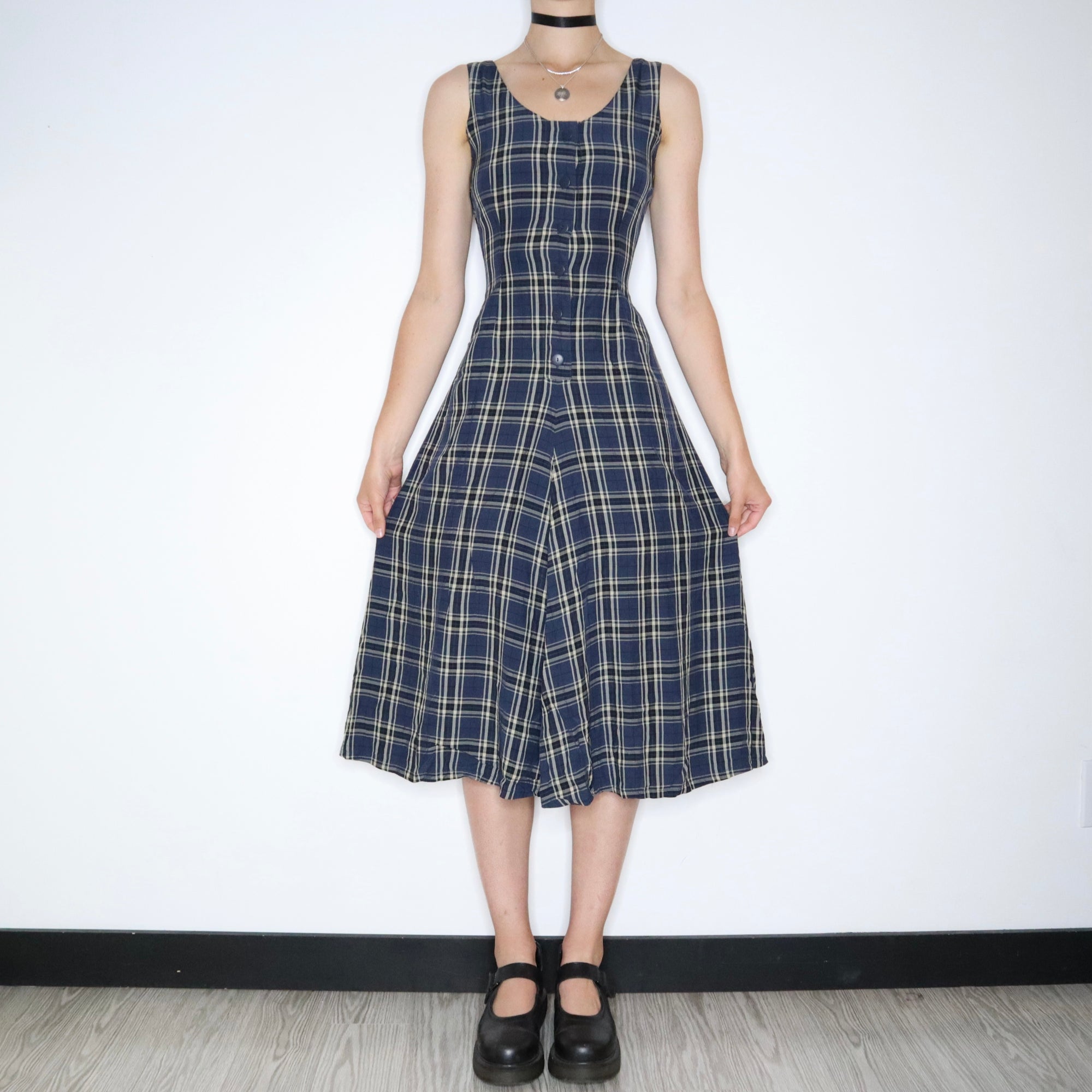 Blue Plaid Maxi Dress (XS-S) - Imber Vintage Blue Plaid Maxi Dress (XS-S) - Imber Vintage