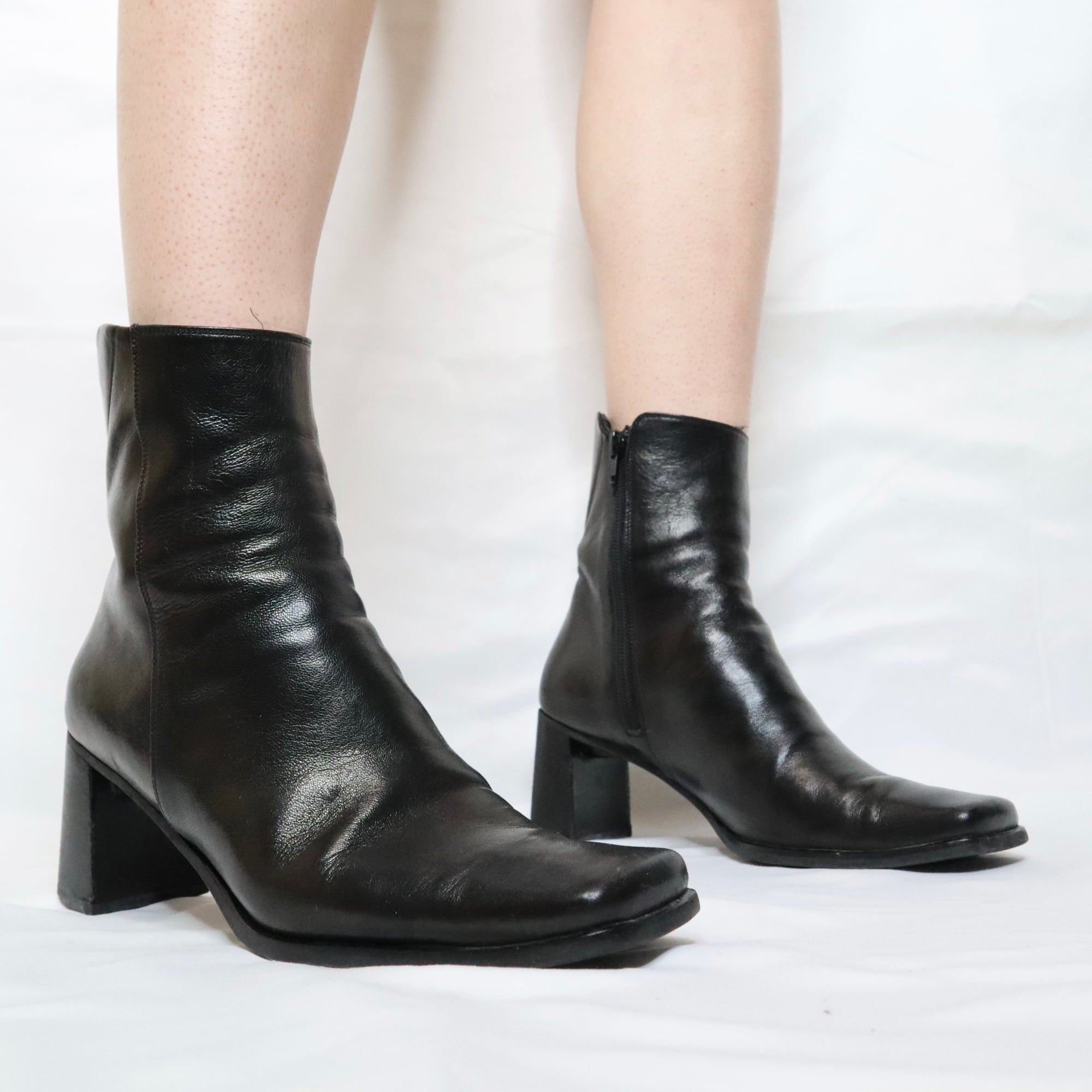 Italian Black Leather Boots (8.5 US/39 EU) 