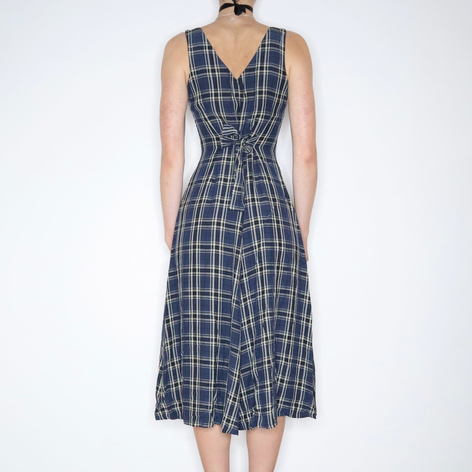 Blue Plaid Maxi Dress (XS-S) - Imber Vintage Blue Plaid Maxi Dress (XS-S) - Imber Vintage