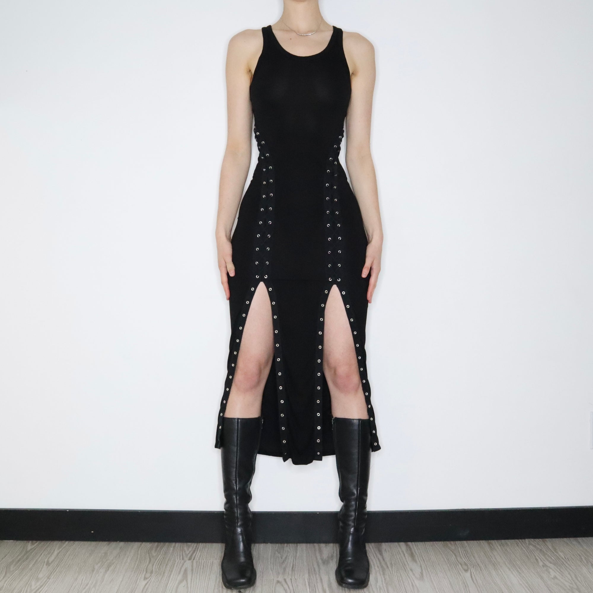 All Saints Black Corset Maxi Dress (Small) - Imber Vintage All Saints Black Corset Maxi Dress (Small) - Imber Vintage