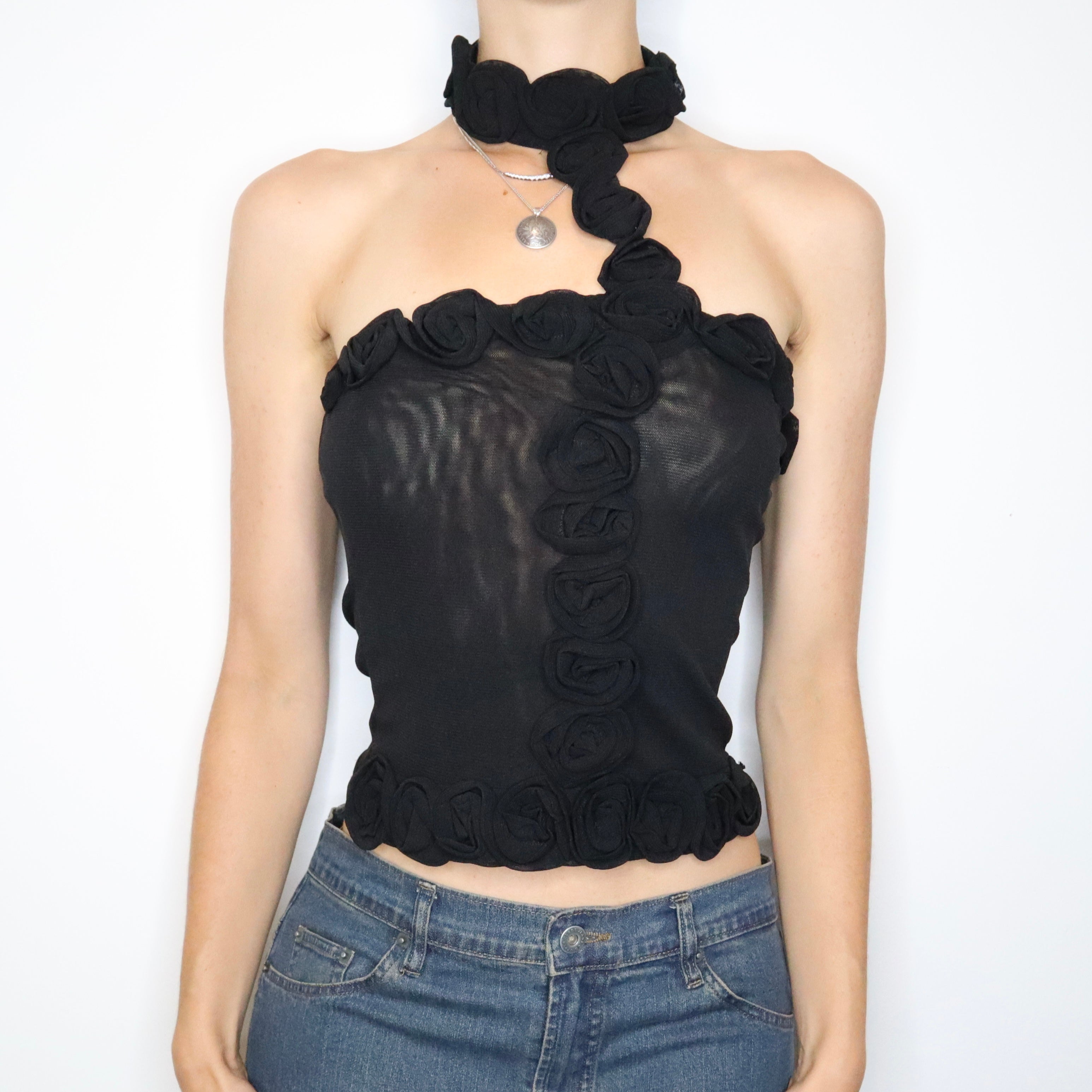 独特の上品 the virgins blouse mesh flower Tシャツ/カットソー(半袖