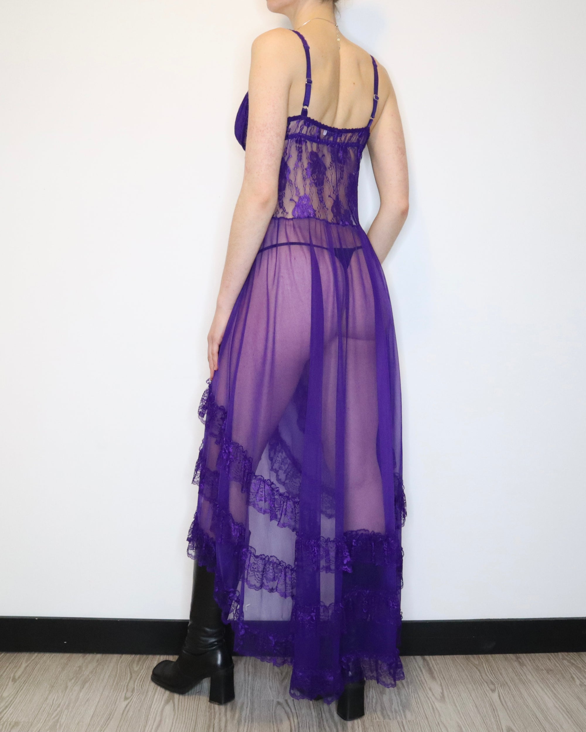 Purple Lace Bustier Dressing Gown (M-L) 