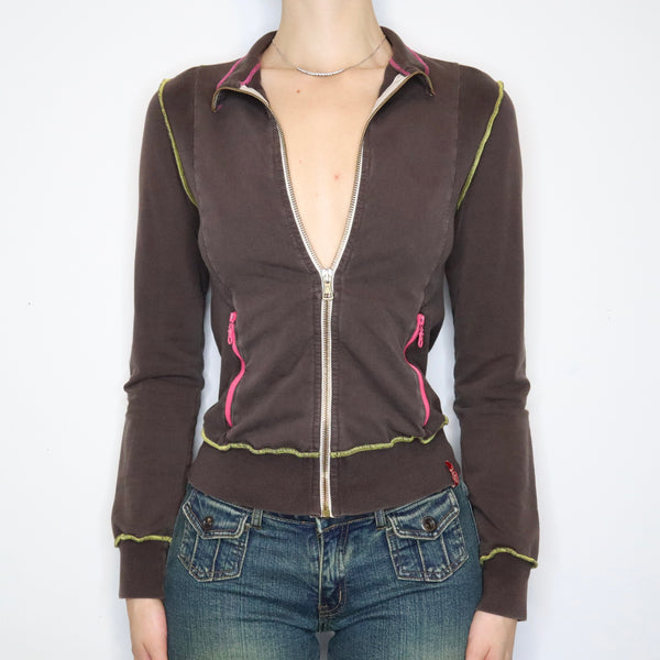 Miss Sixty Brown Zip-Up (Medium) - Imber Vintage