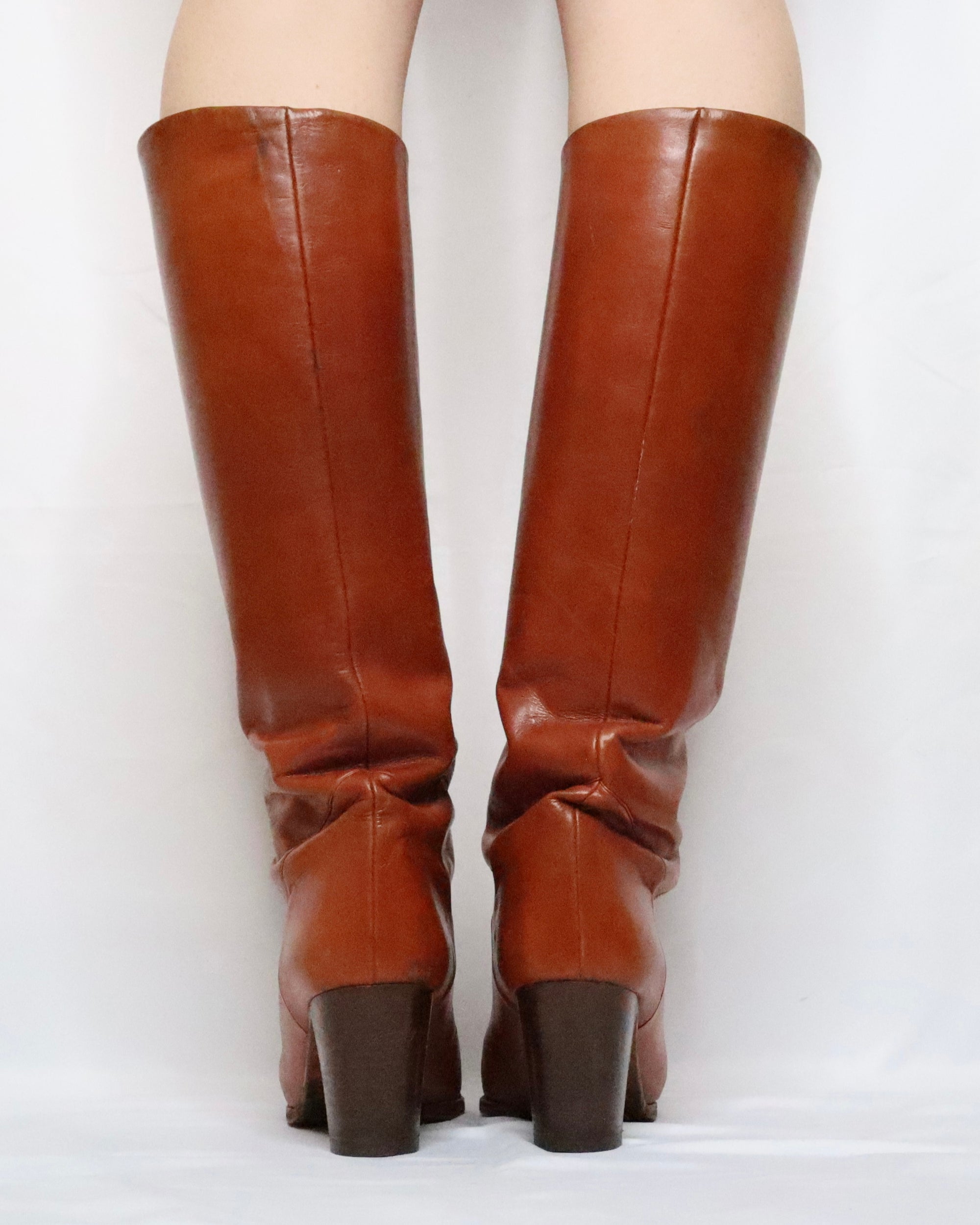 Italian Western Brown Leather Boots (7.5 US/38.5 EU) 