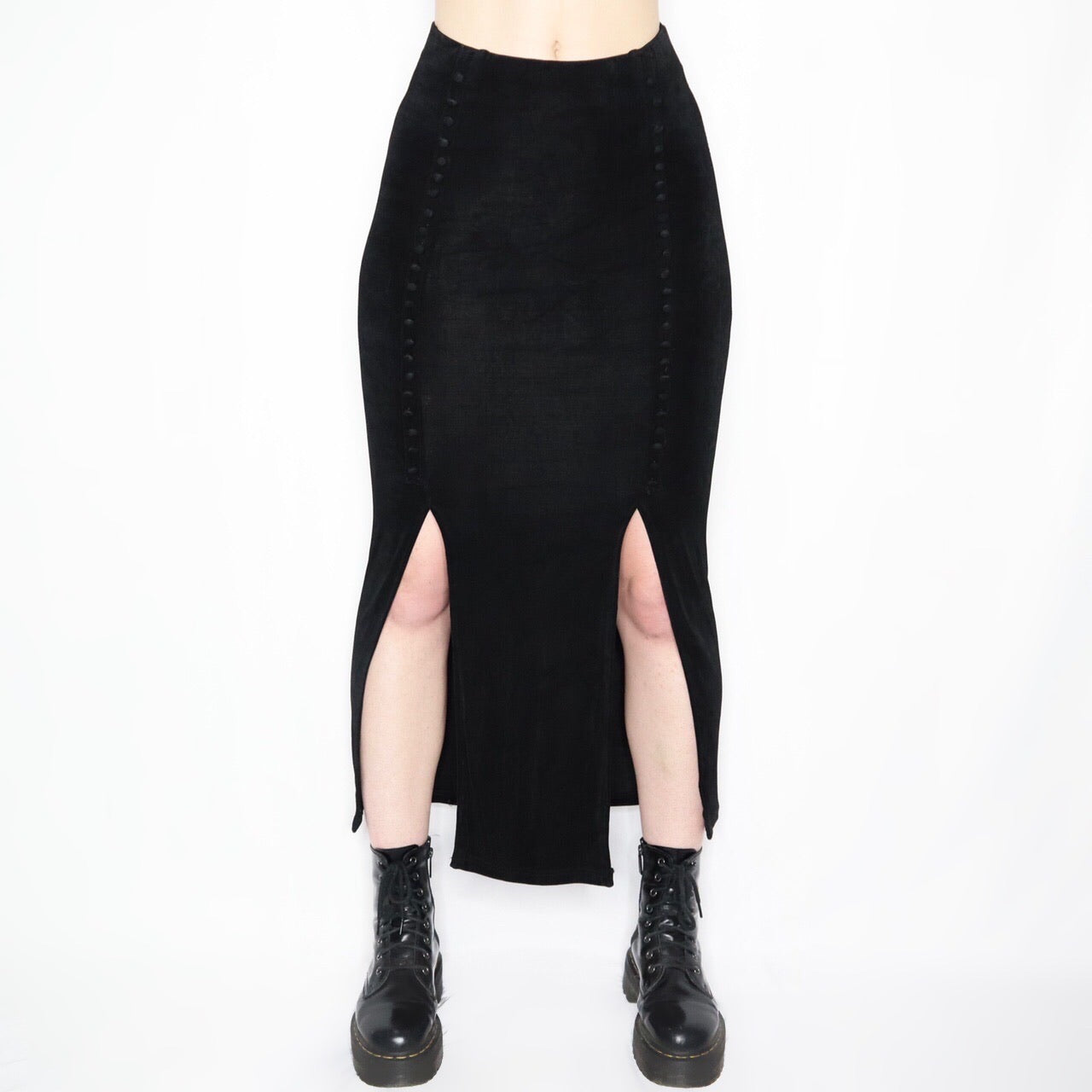 Vintage 90s Slinky Black Maxi Skirt