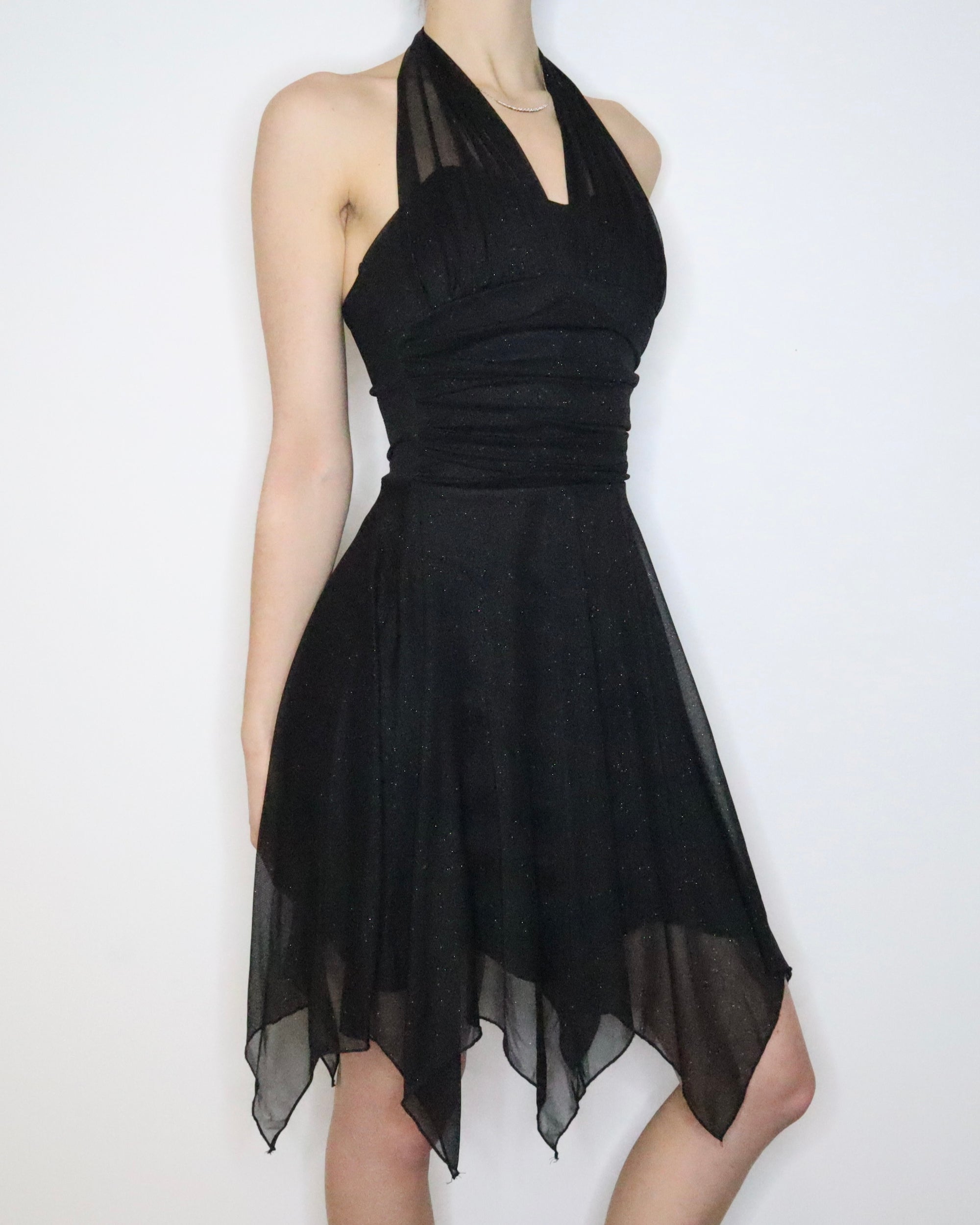 90S Black Glitter Fairy Dress (Small)