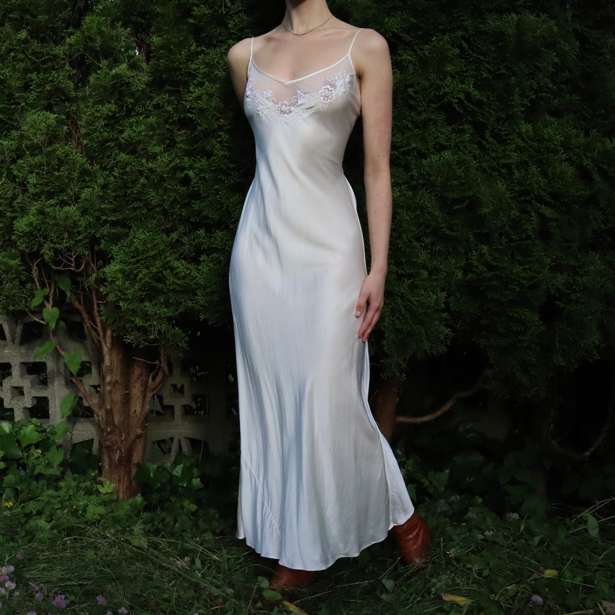 Backless White Silk Gown 