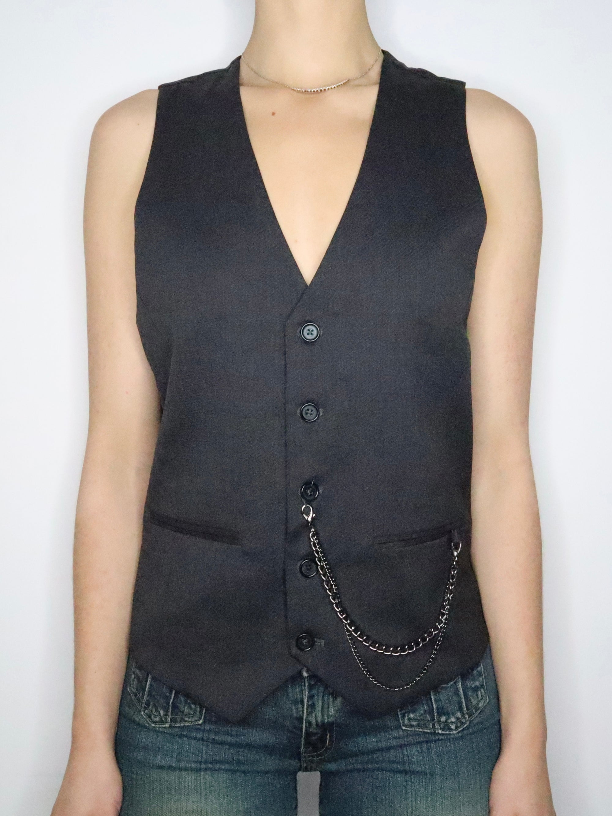 Gray Button Up Vest (L-XL) 
