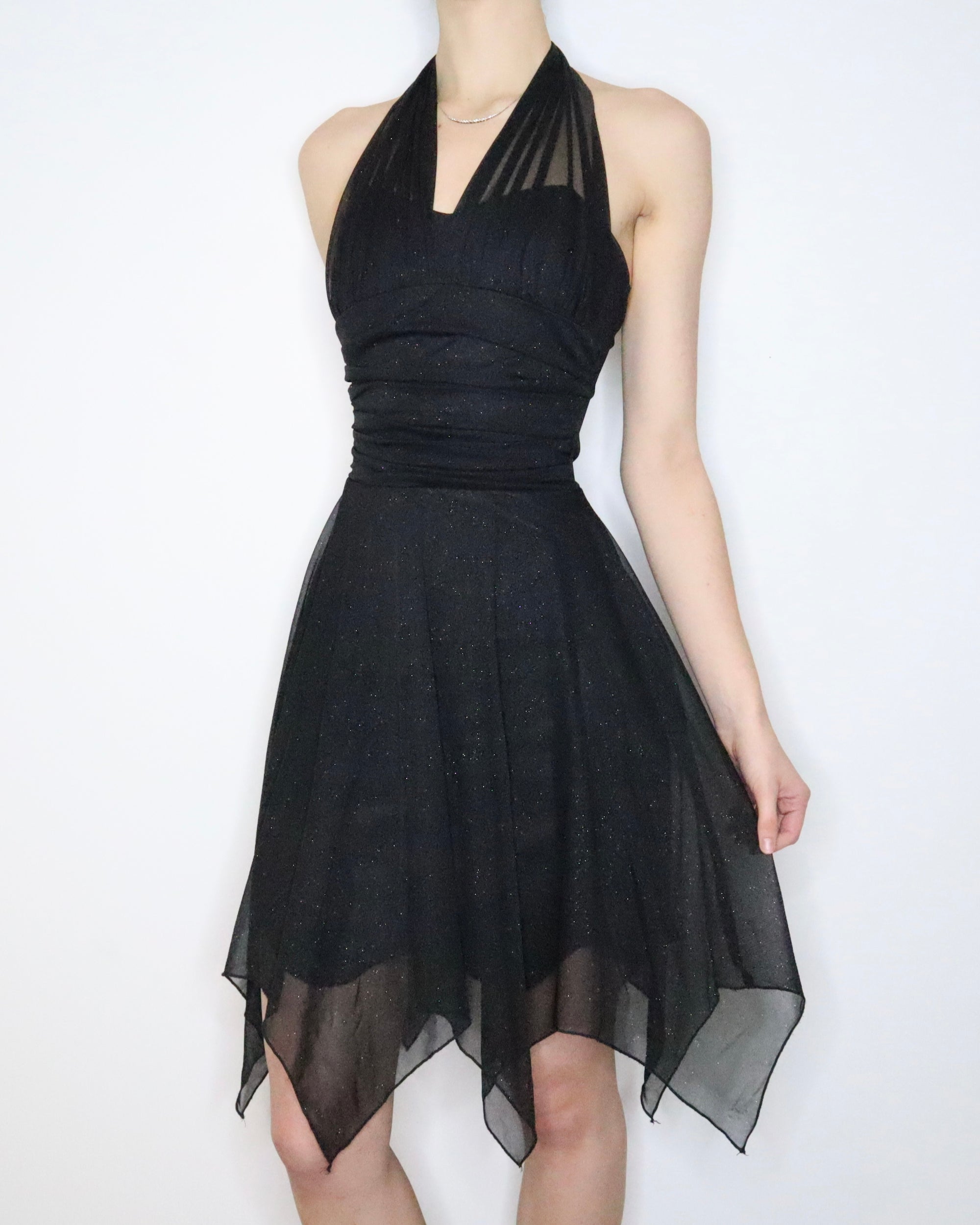 90S Black Glitter Fairy Dress (Small)