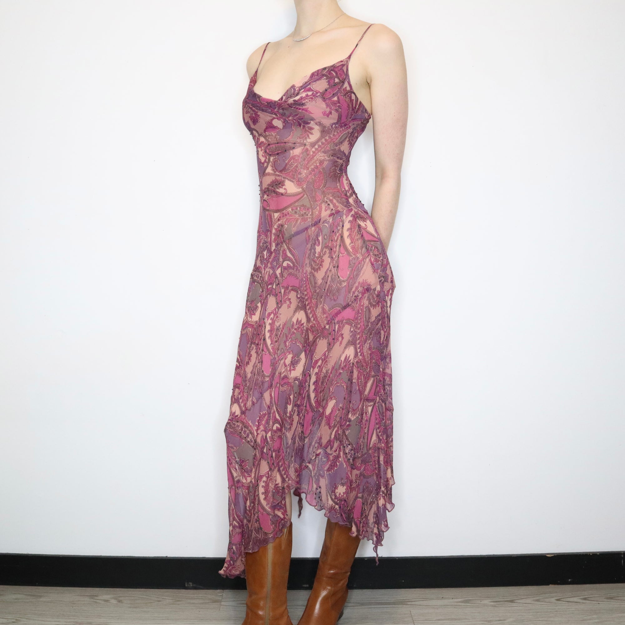 Purple Paisley Silk Dress Purple Paisley Silk Dress