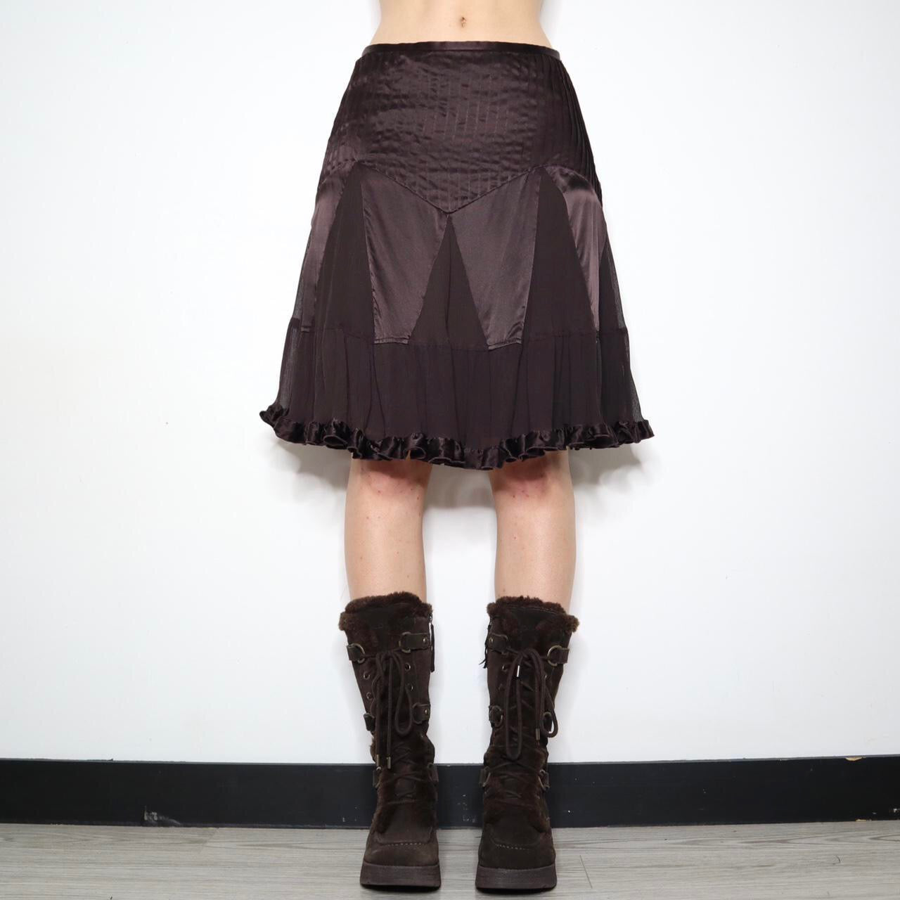 Dark Brown Silk Skirt