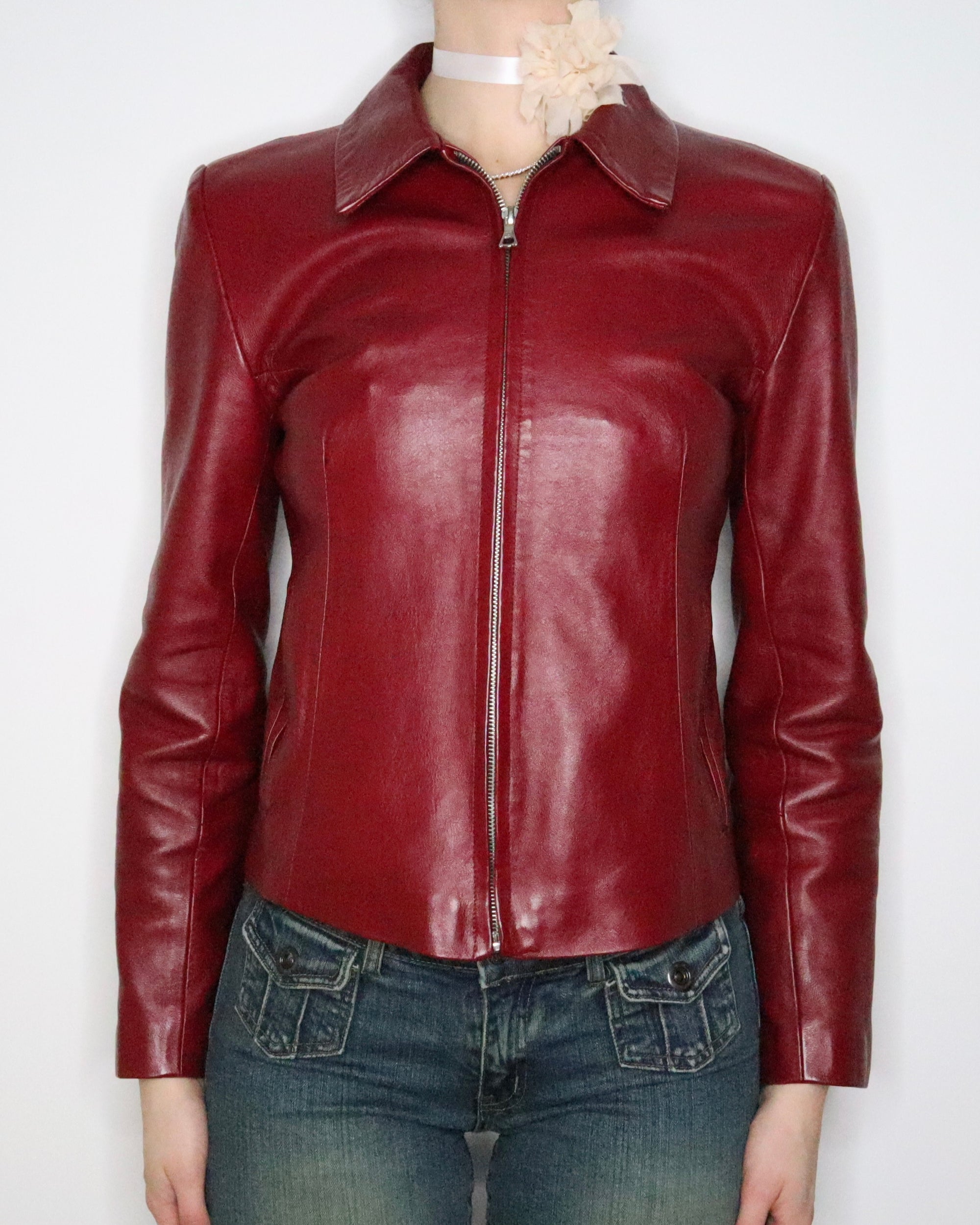 Red Leather Jacket (XS-S) 