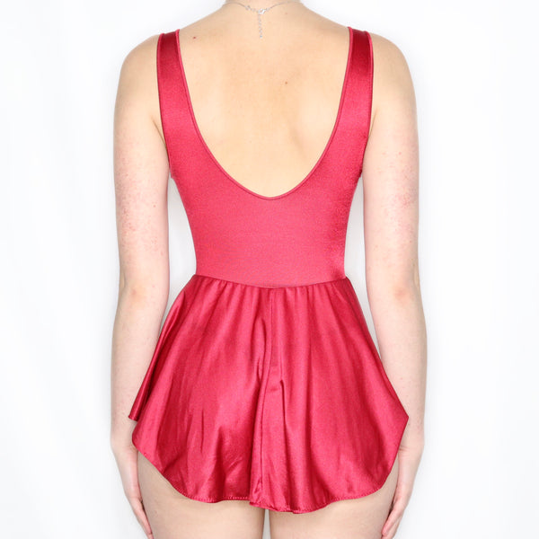 Vintage 80s Cherry Red Lace Lingerie Mini Dress