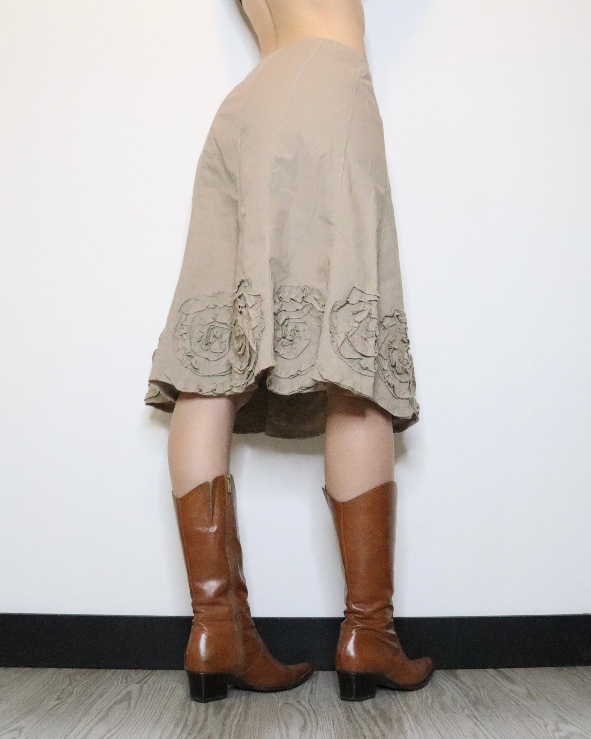 Taupe Flower Midi Skirt (S-M) 