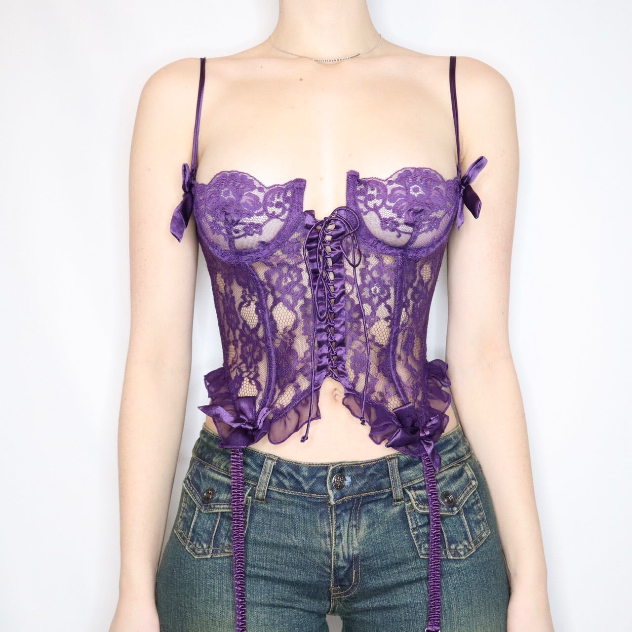 Buy Victoria's Secret Lilac Chiffon Purple Lace Unlined Corset Bra