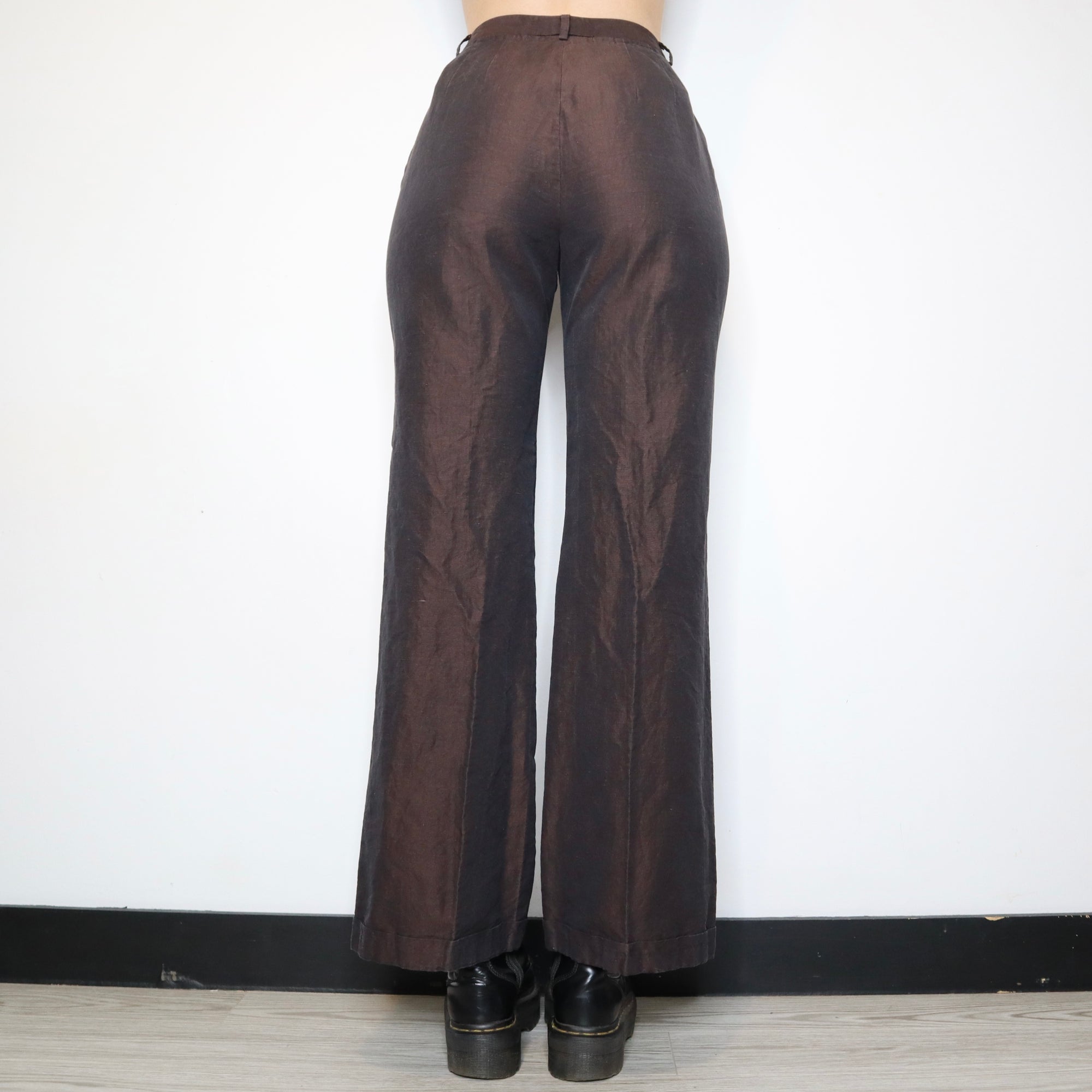 Vintage Y2K Dark Brown Linen Trousers