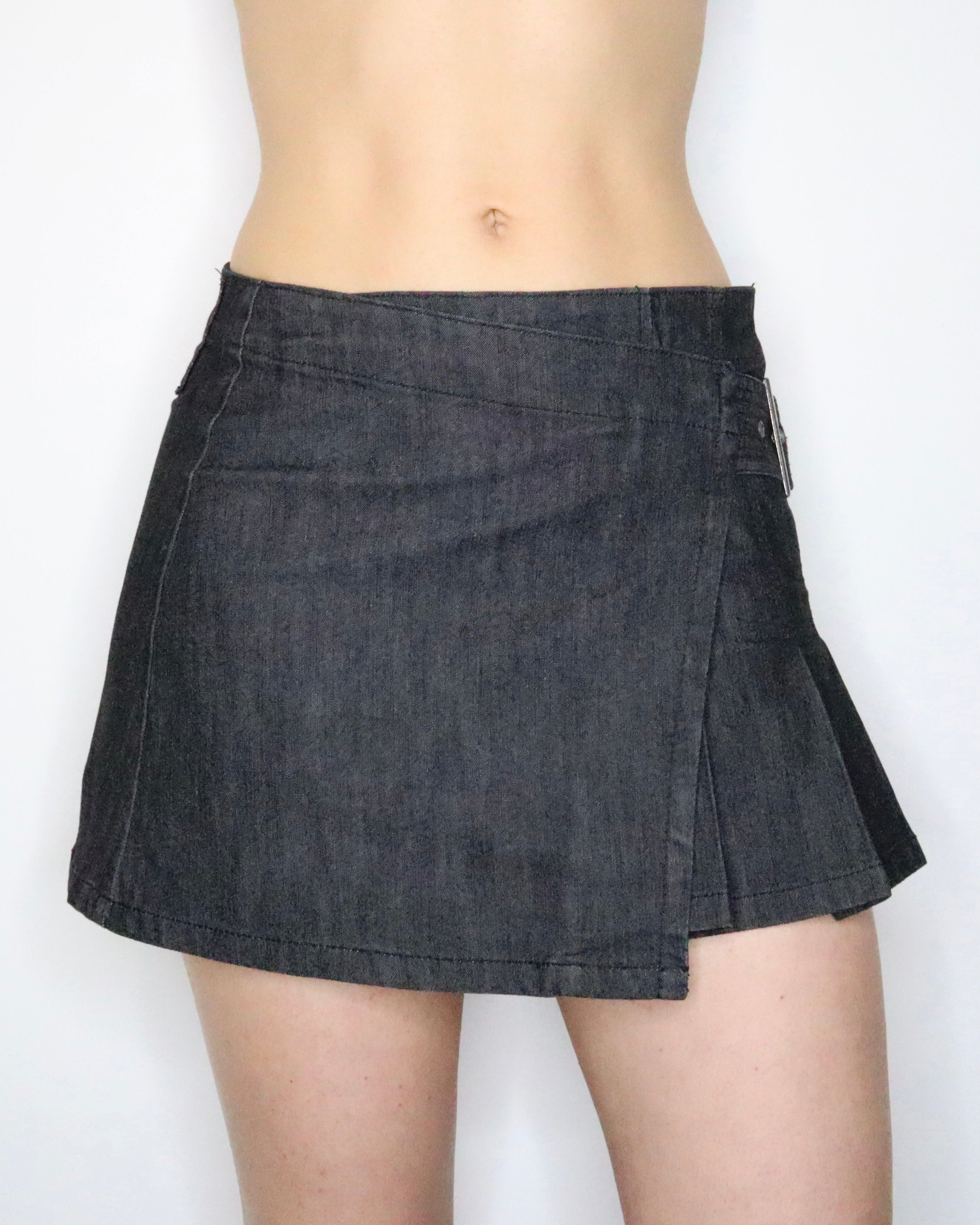 Asymmetrical Denim Mini Skirt (Small) - Imber Vintage