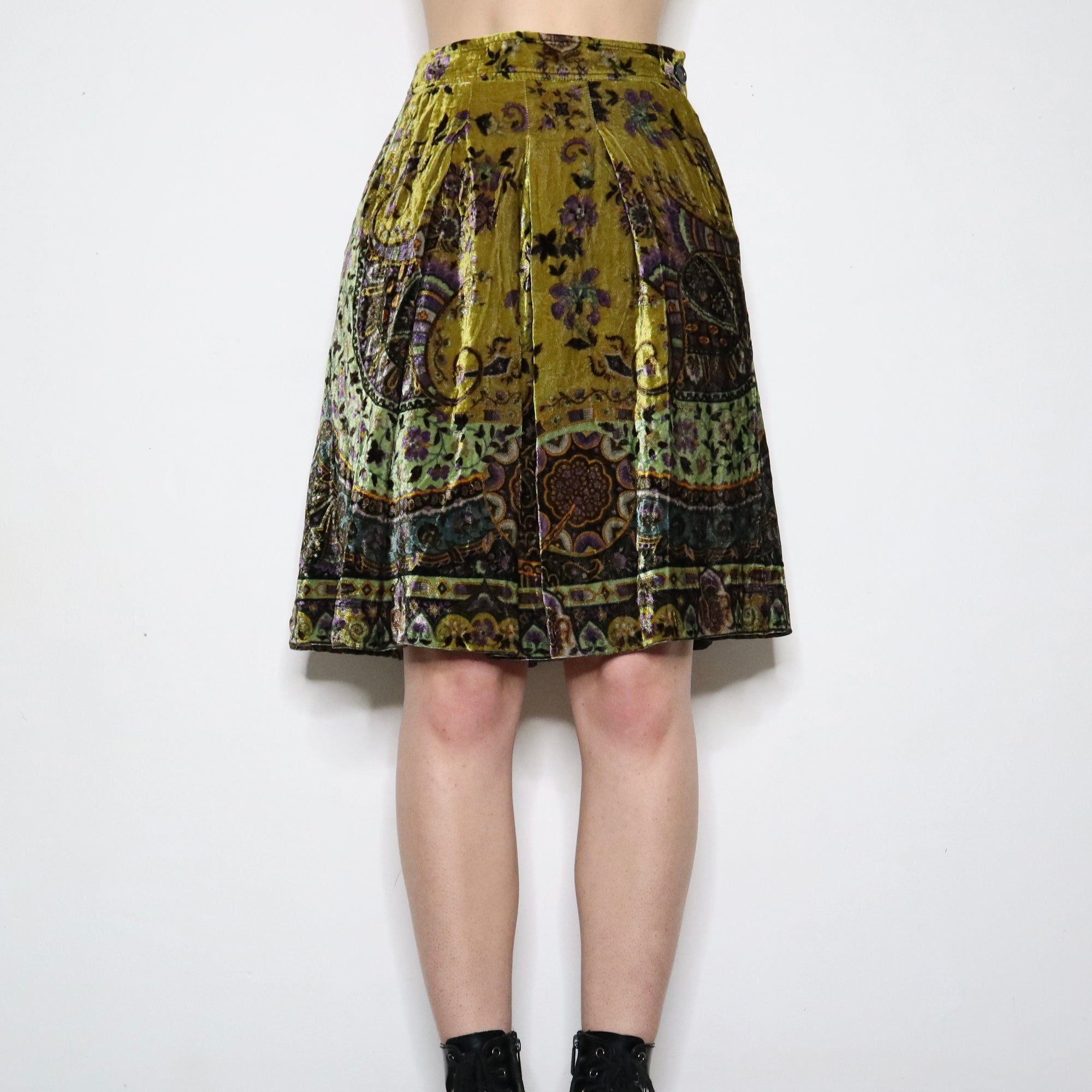 Green Velvet Paisley Skirt 