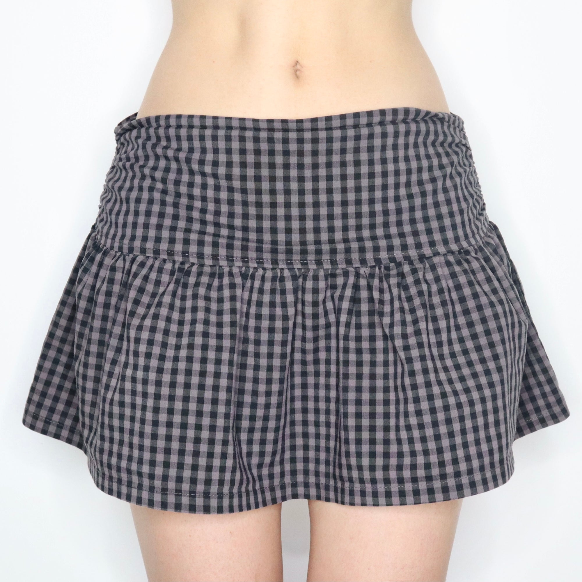 Vintage Early 2000s Black and Grey Checkered Mini Skirt