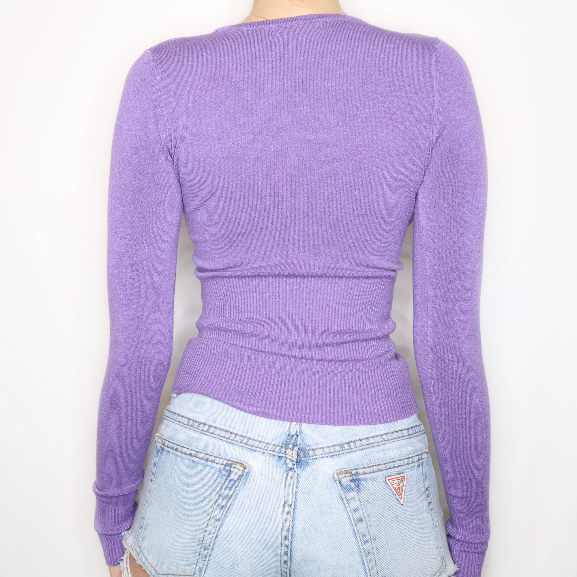 Early 2000s Soft Stretchy Purple Cardigan