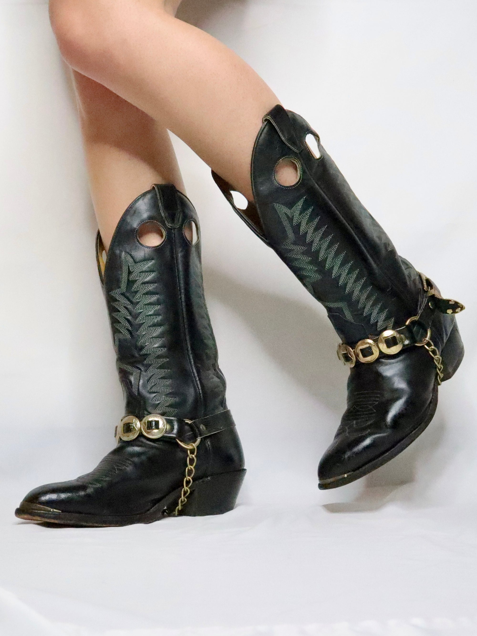 Black Cowboy Boots (8.5-9 US)