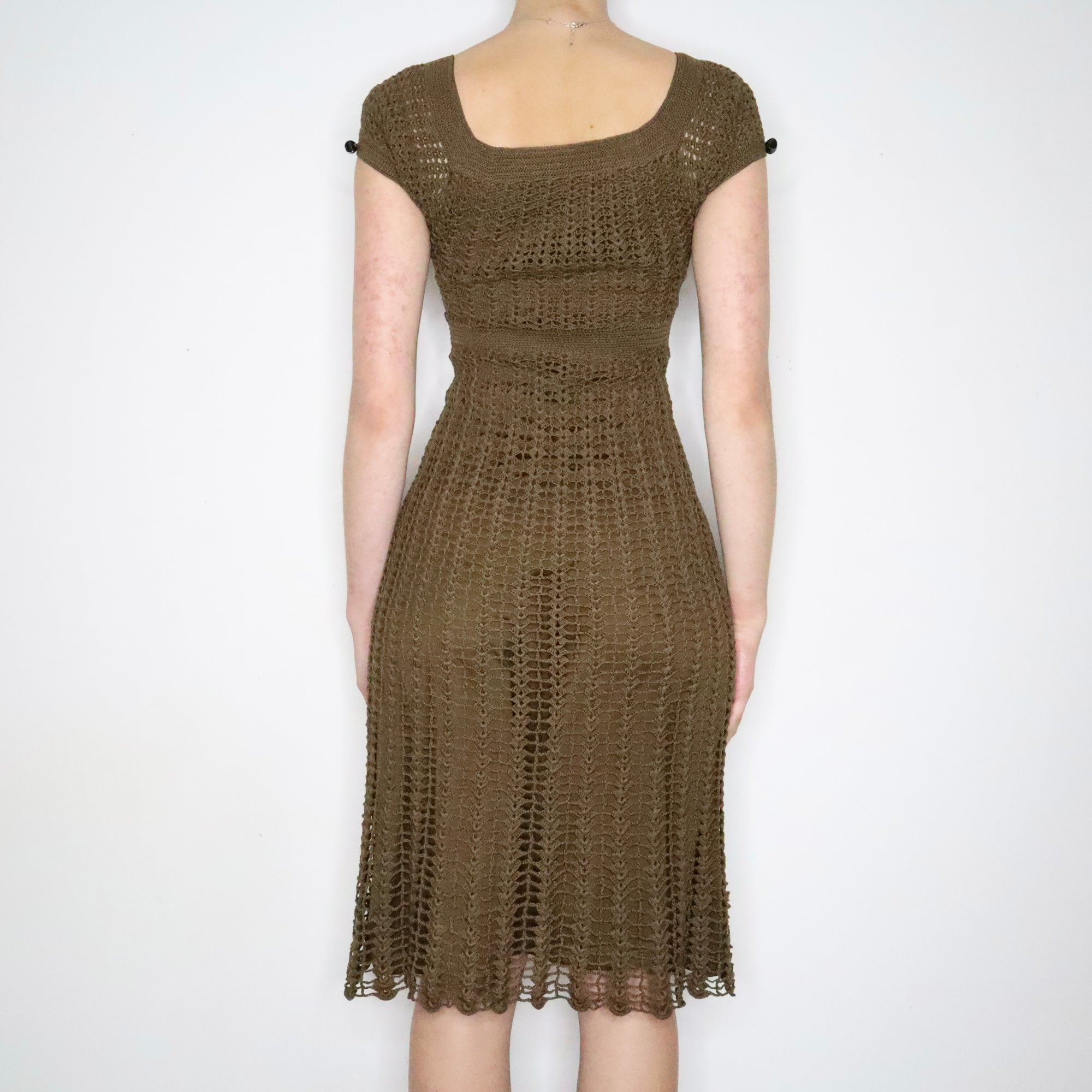 Betsey Johnson Olive Green Crochet Dress (XS-S)