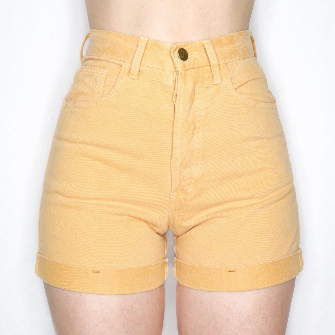Vintage 80s Cantaloupe Light Orange High Waisted Guess Denim Shorts