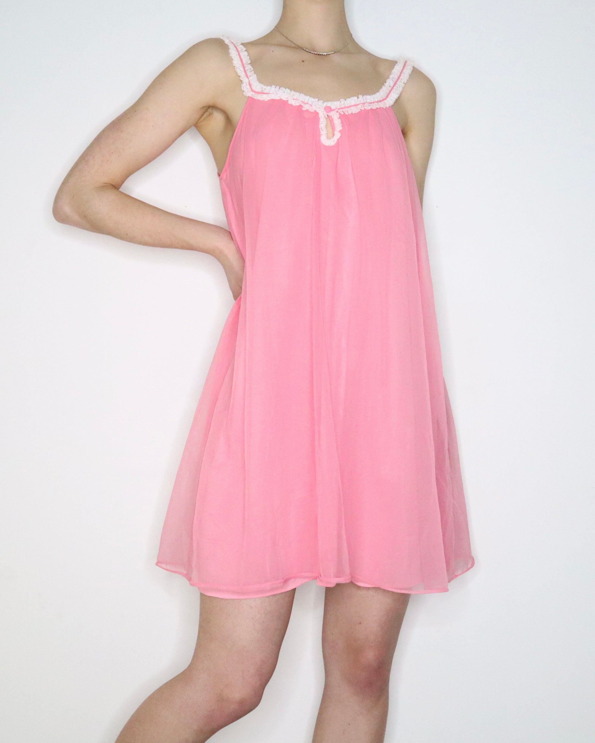 60s Pink Babydoll Nightgown (Medium)