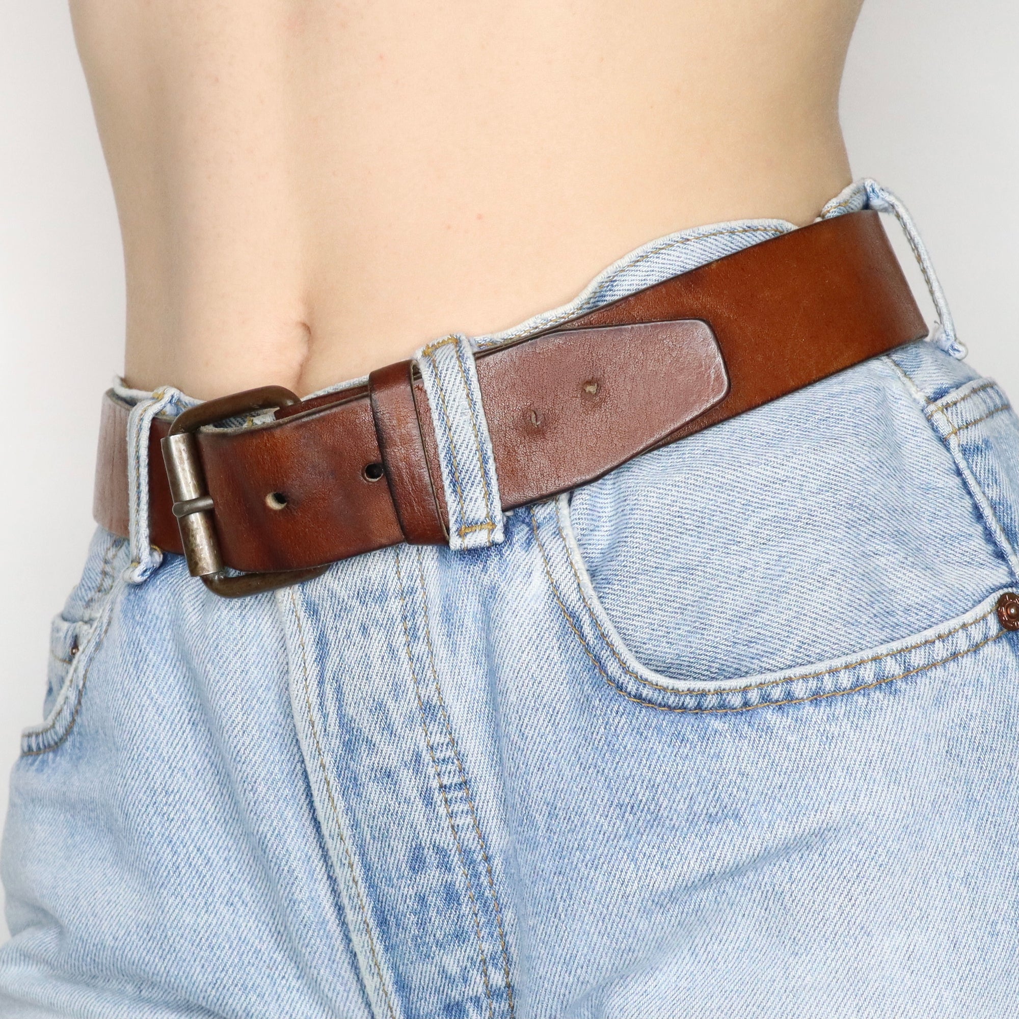 Vintage 90s Brown Genuine Leather Belt