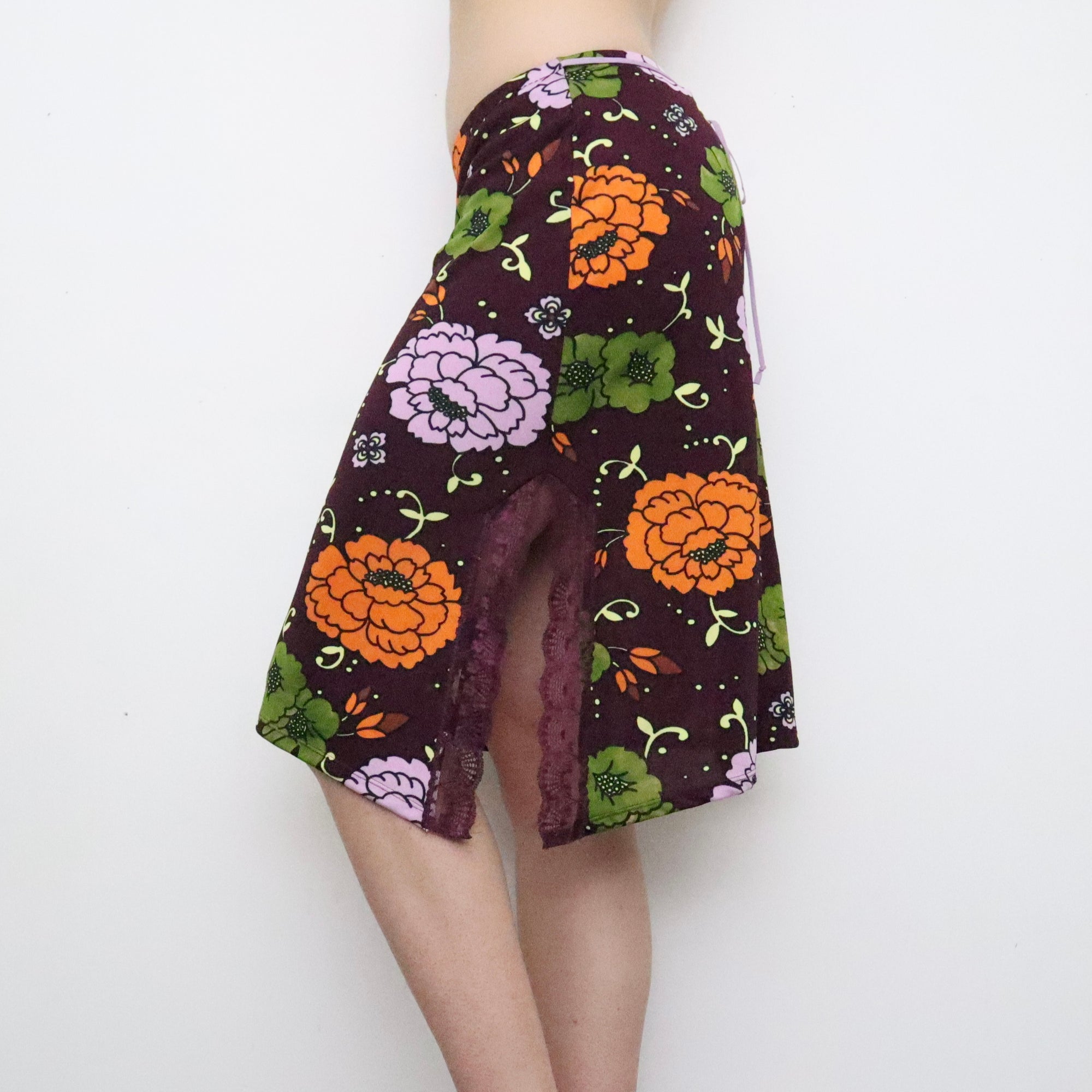 Floral Asymmetrical Midi Skirt (Small)