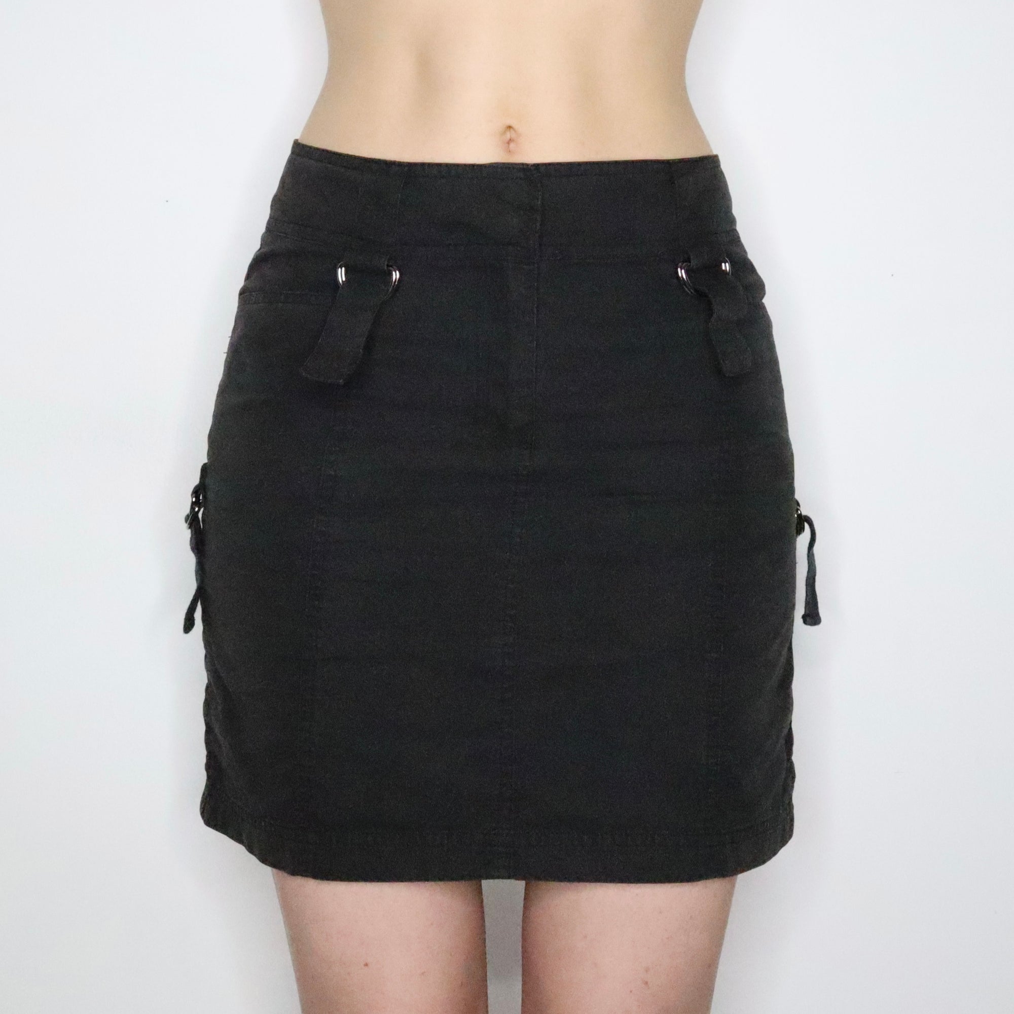 Black Cargo Mini Skirt 