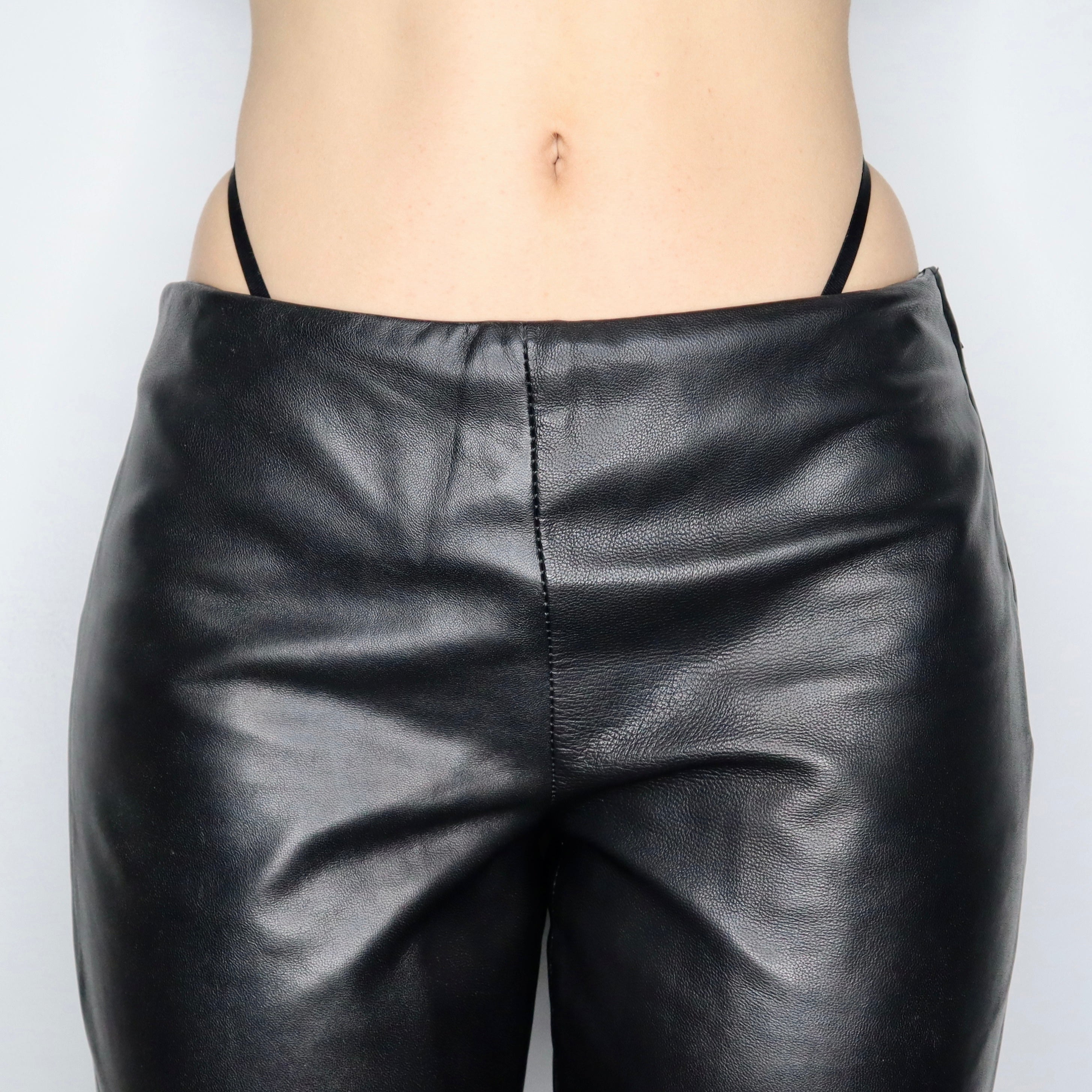 Vintage Y2K Black Genuine Leather Pants