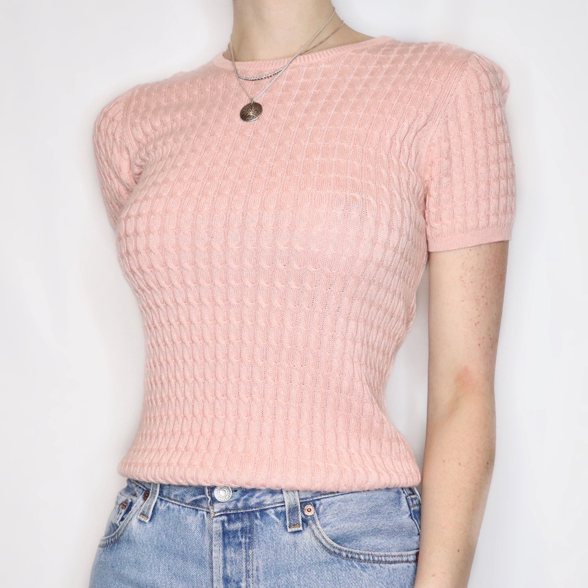 Vintage 90s Pastel Pink Silk and Cashmere Sweater