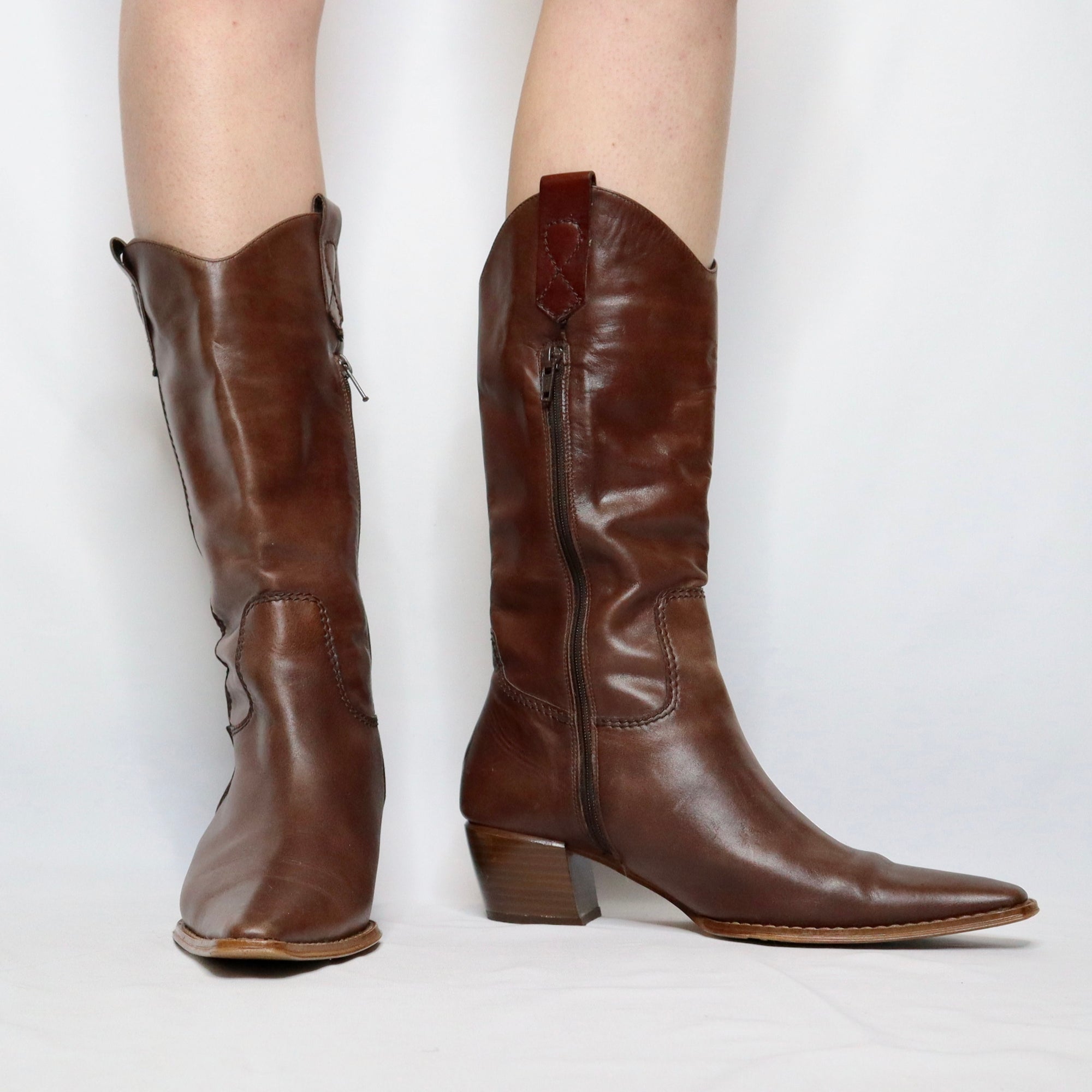 Brown Pointed Toe Boots 