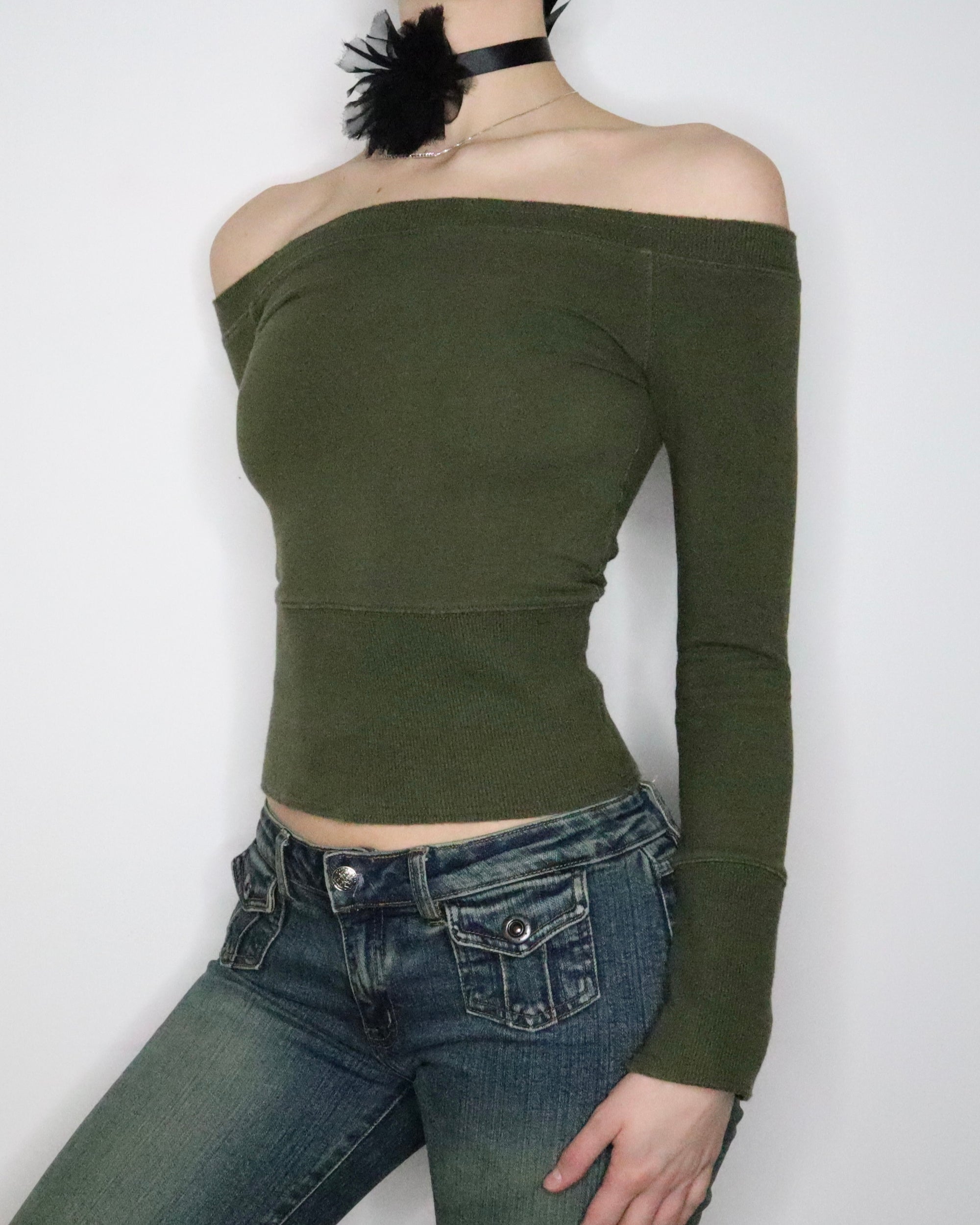 Green Off the Shoulder Top (XS-S) 