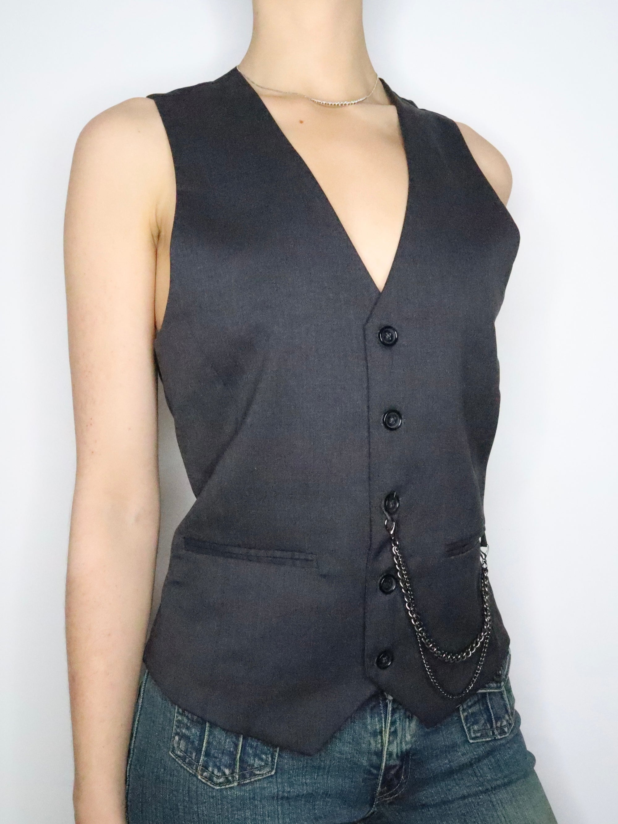 Gray Button Up Vest (L-XL) 