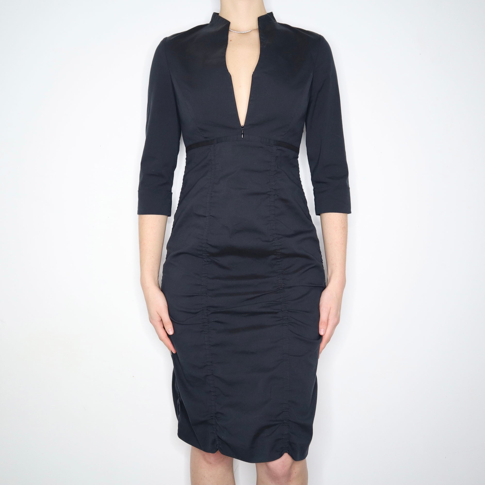 Charcoal Designer Midi Dress 