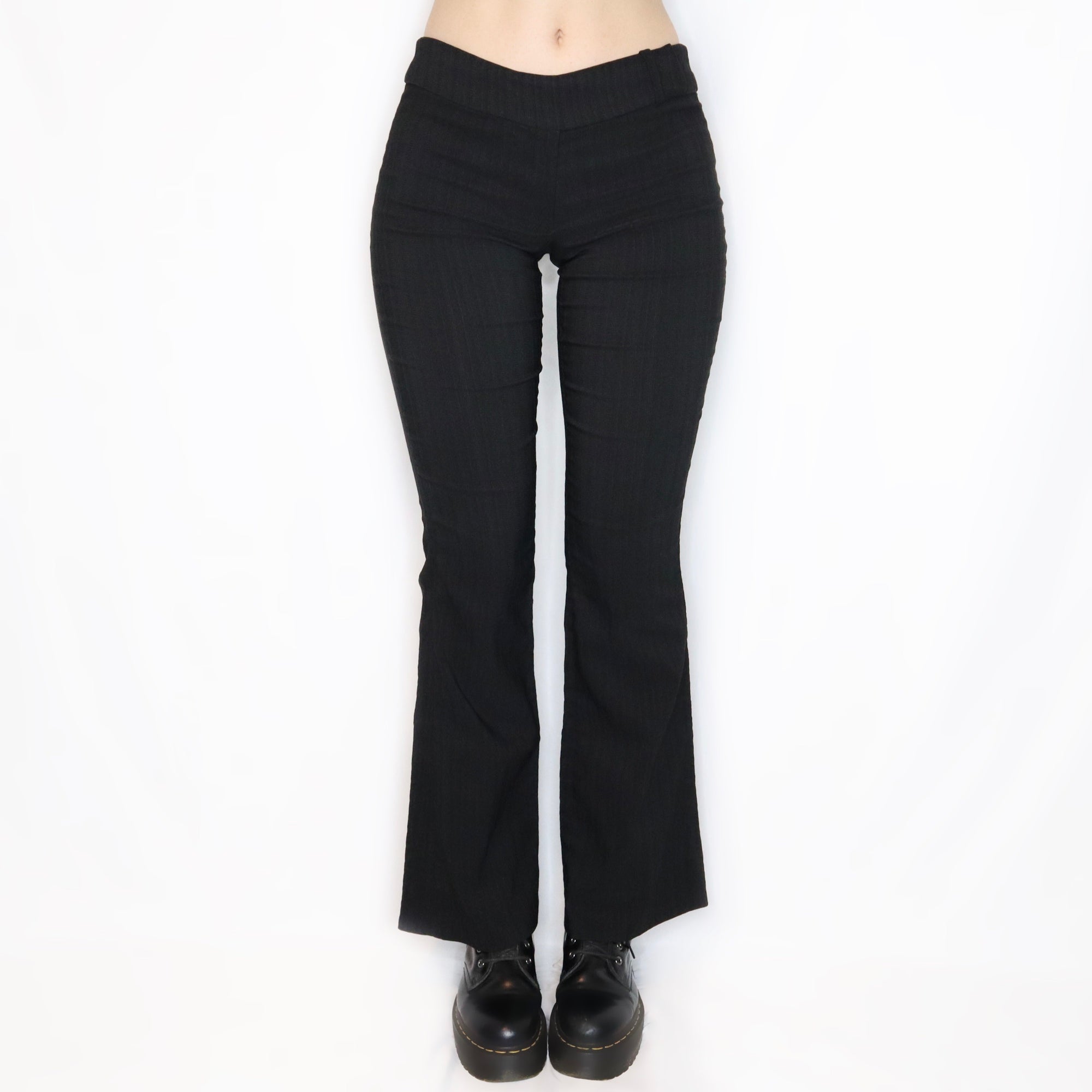 Vintage Early 2000s Low Rise Black Pinstripe Flare Pants