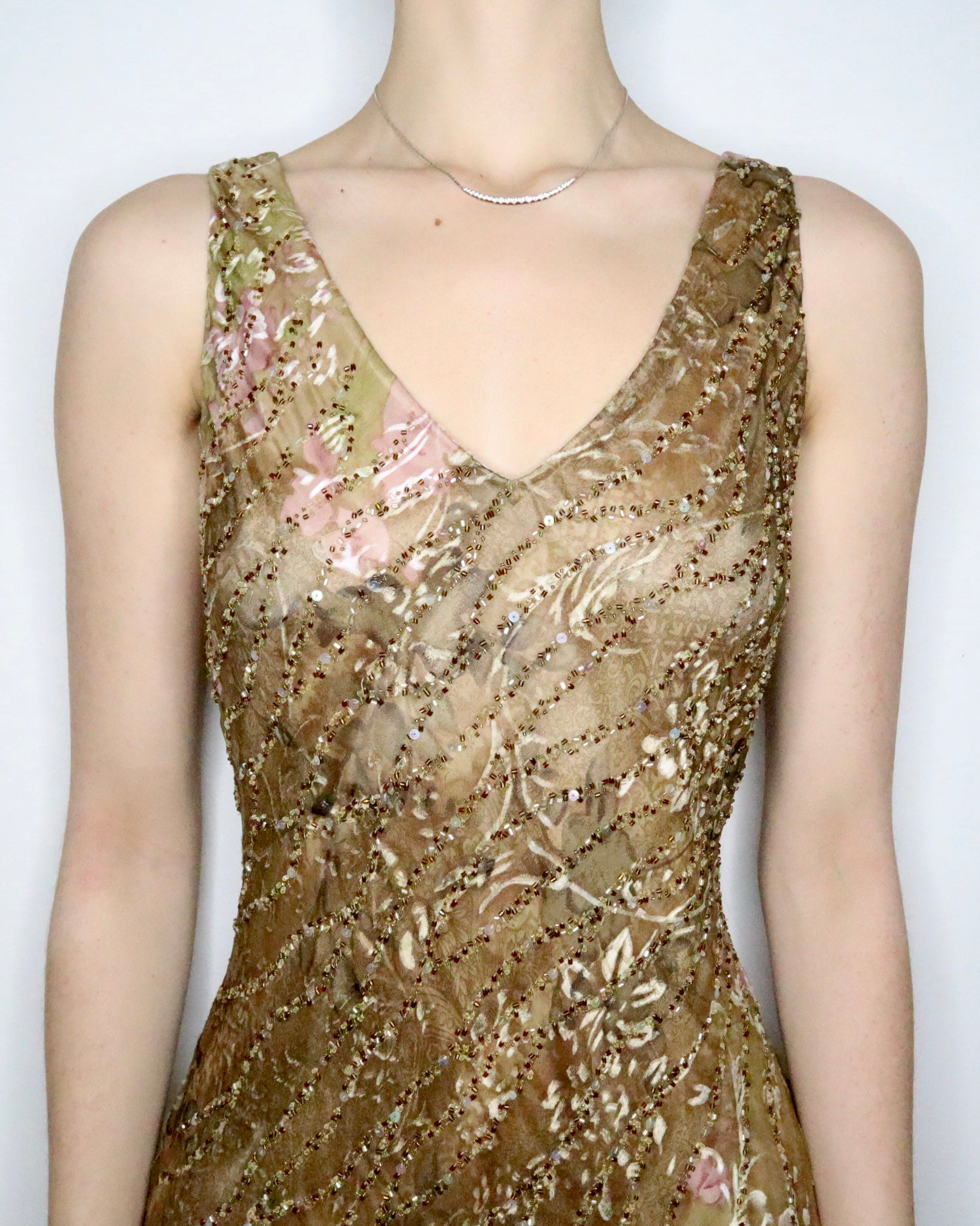 Beaded Silk Dress (M-L) - Imber Vintage Beaded Silk Dress (M-L) - Imber Vintage
