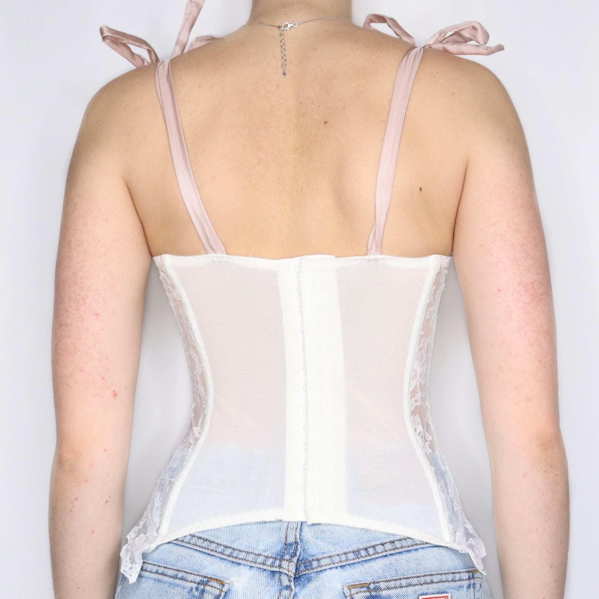 Vintage 90s Sheer White Lace Corset