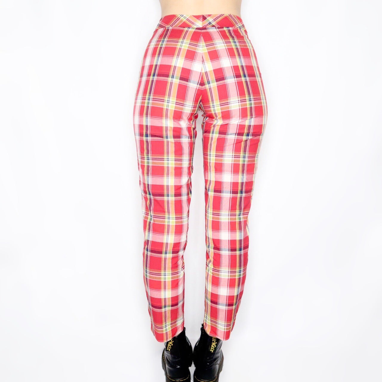 Vintage 90s Esprit Red Plaid High Waisted Pants