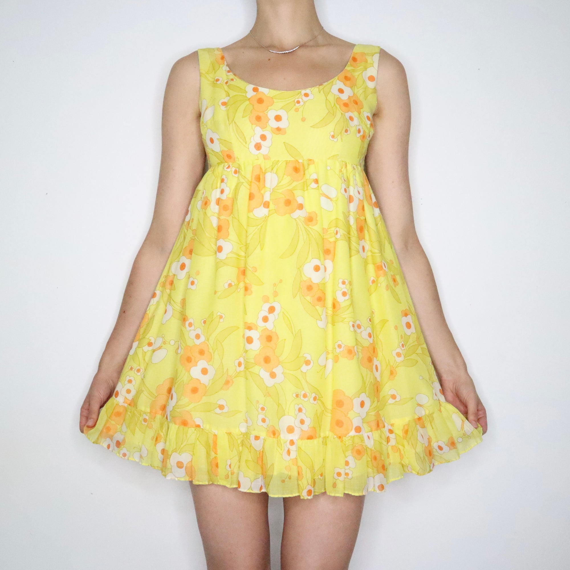Yellow Babydoll Mini Dress (XS-S)