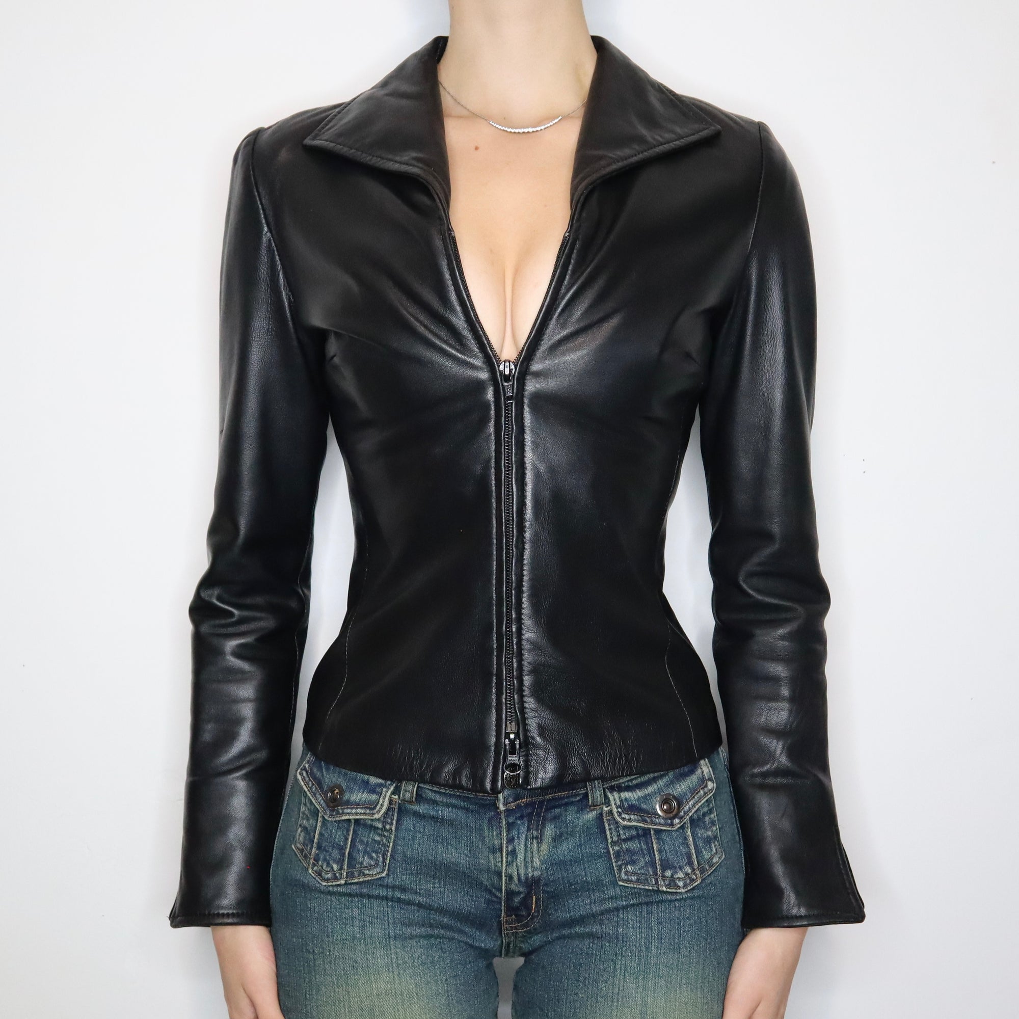 Black Italian Leather Moto Jacket 