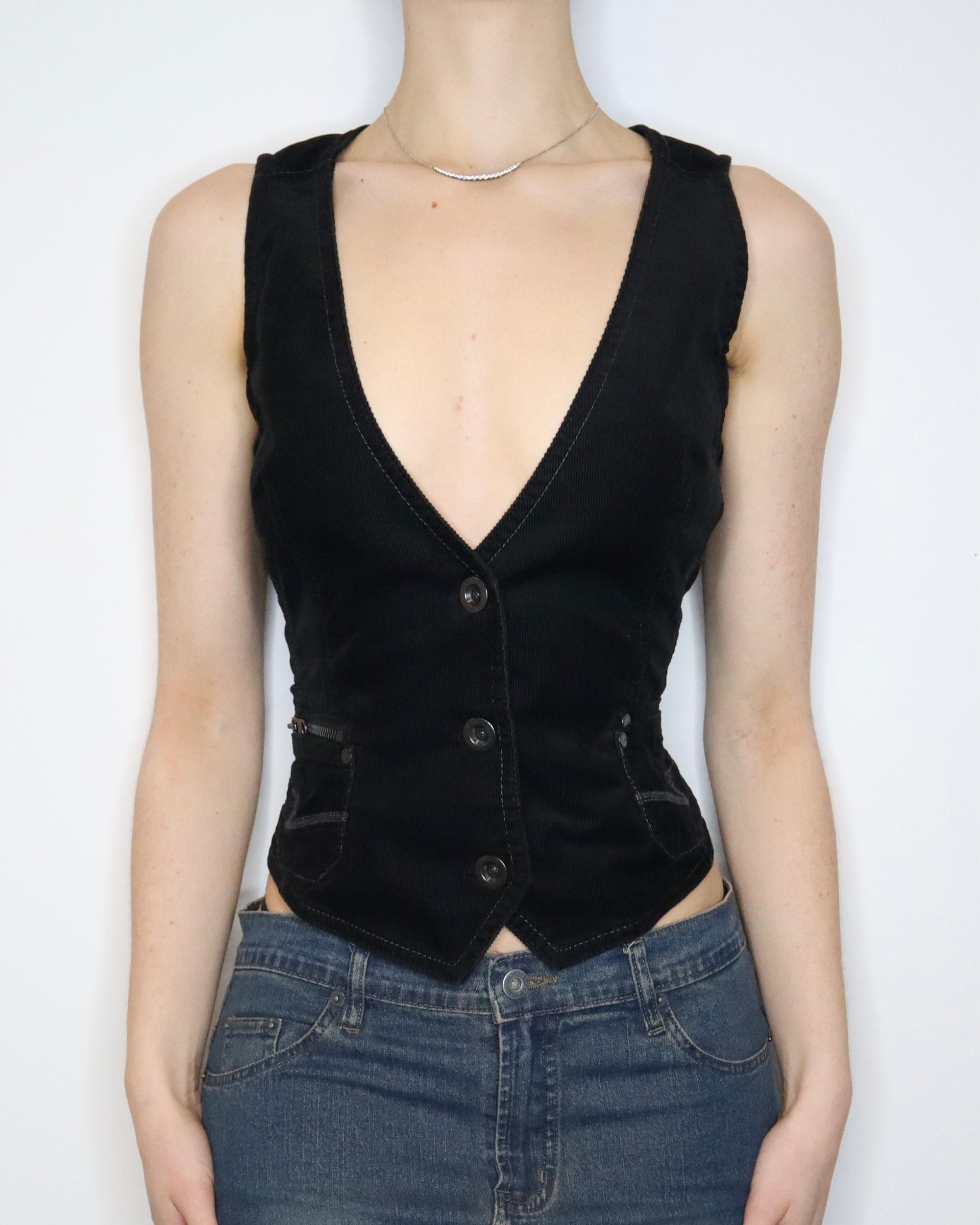 Black Corduroy Vest (M-L) 