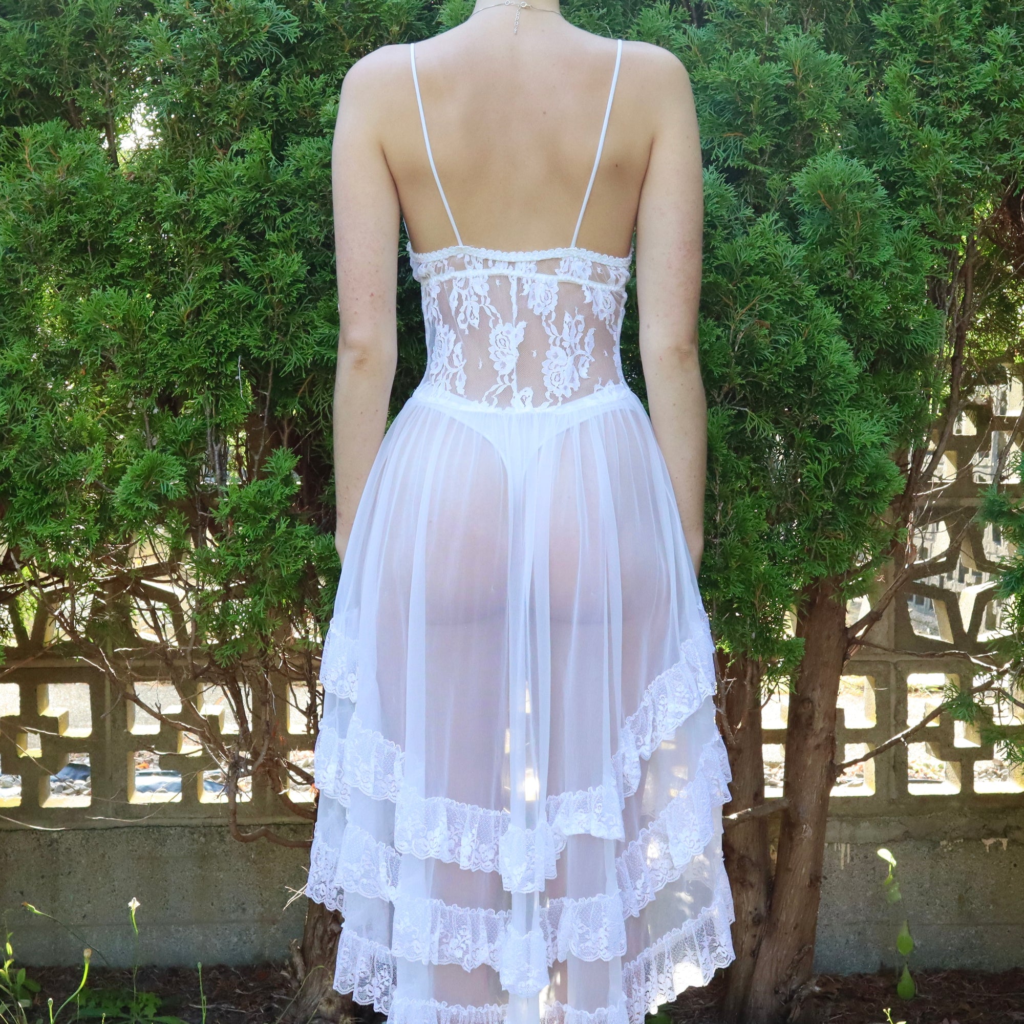 Vintage 80s White Fairy Lace Slip Dress