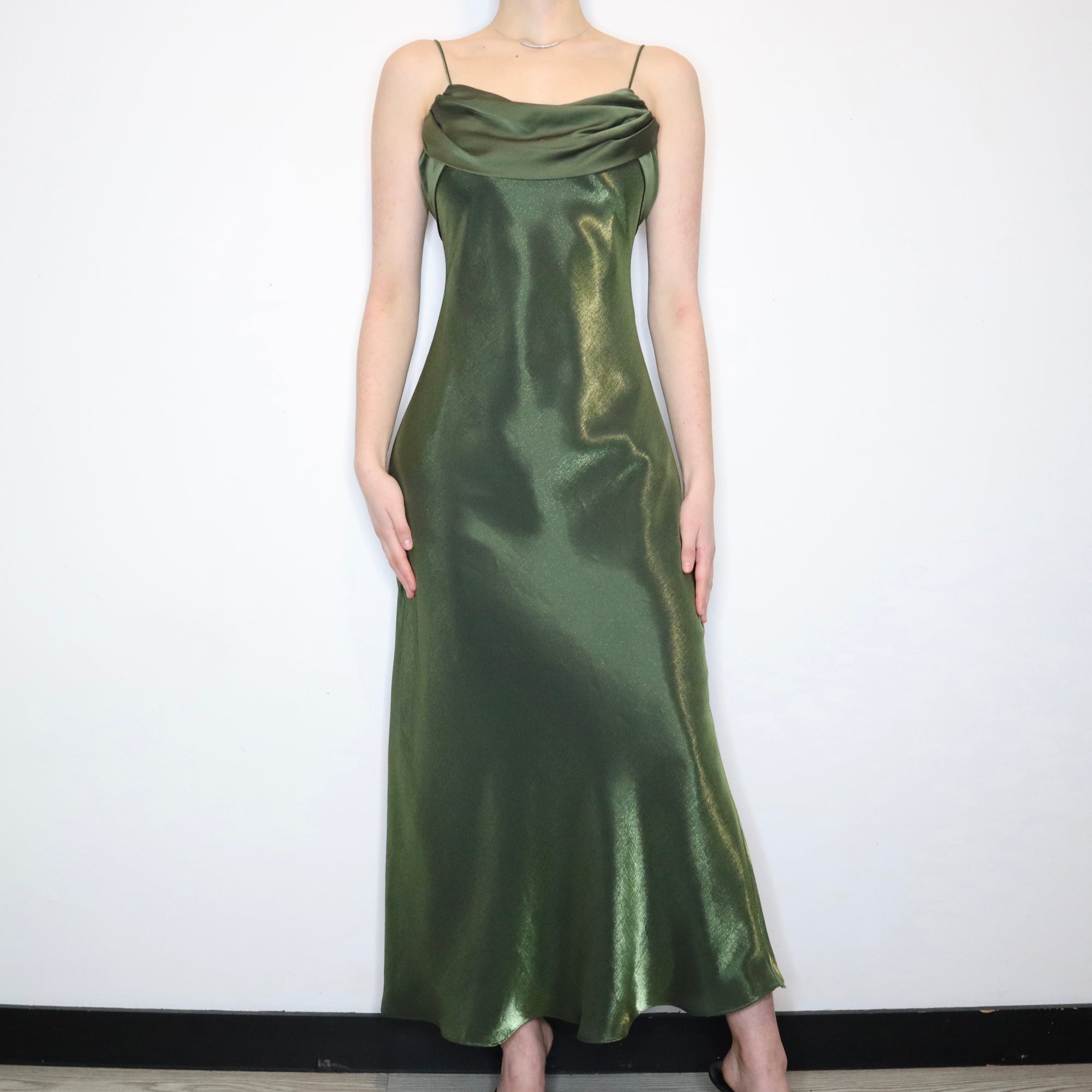 Green Cowl Neck Prom Dress 