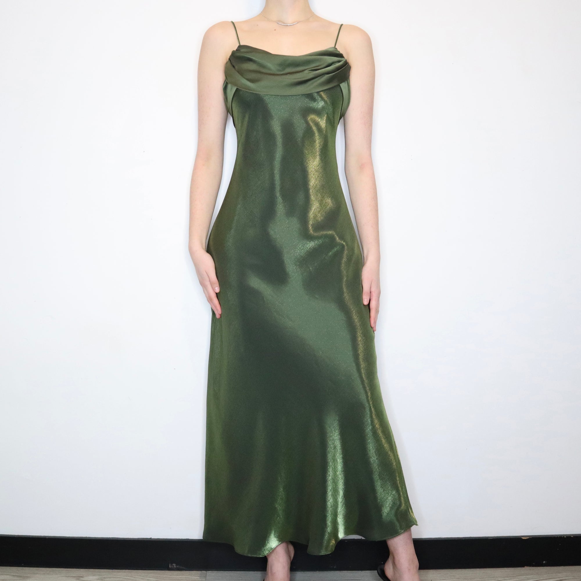 Green Cowl Neck Prom Dress - Imber Vintage Green Cowl Neck Prom Dress - Imber Vintage