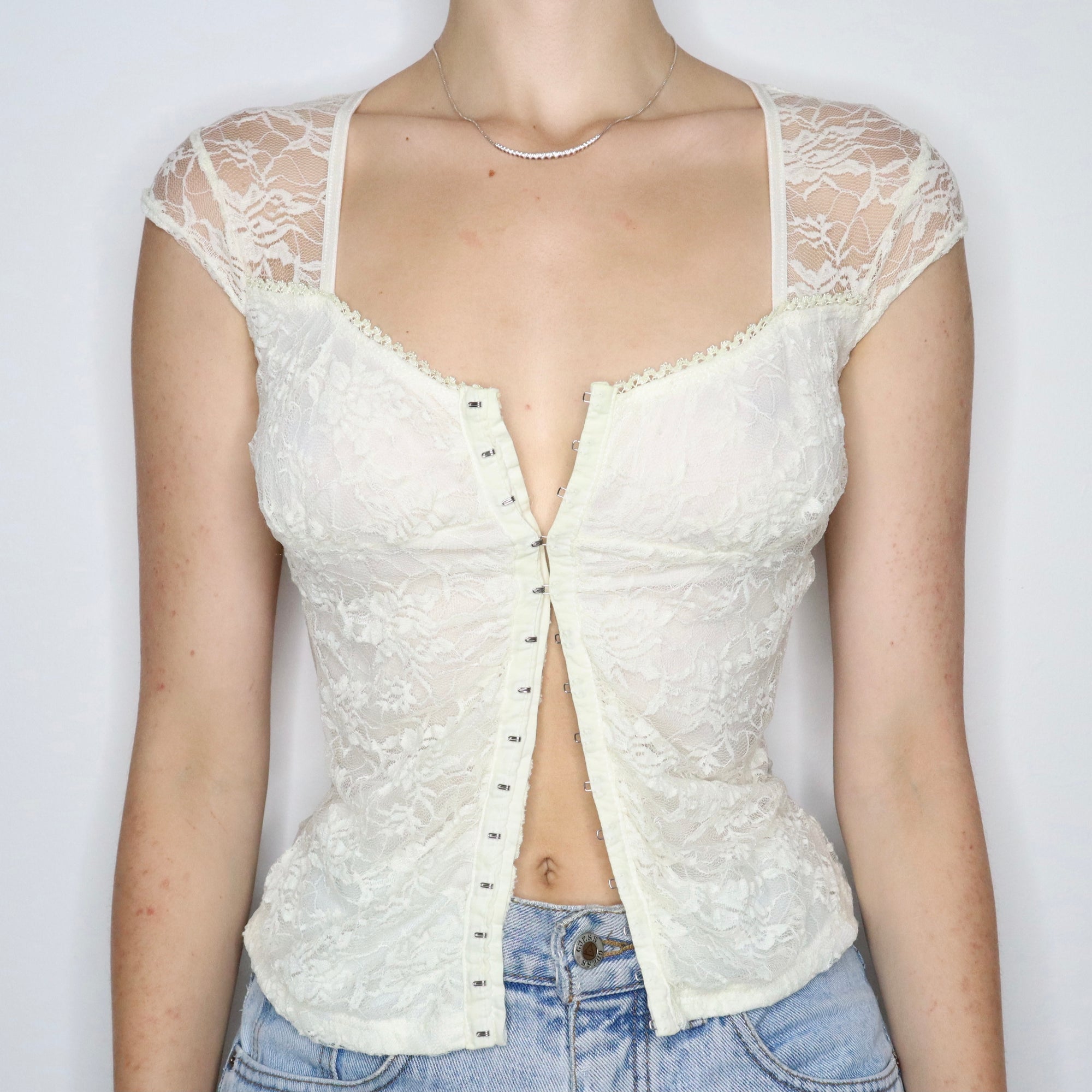 Vintage Early 2000s Cream Lace Bustier Top
