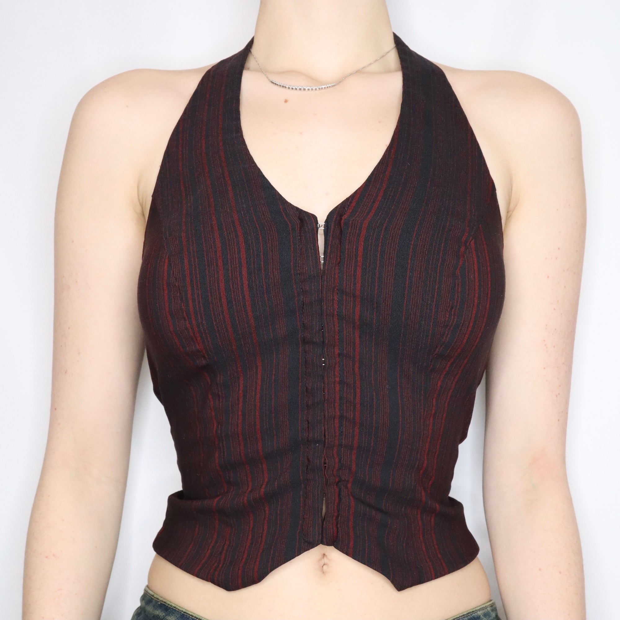 Vintage Y2K Black and Red Pinstripe Vest